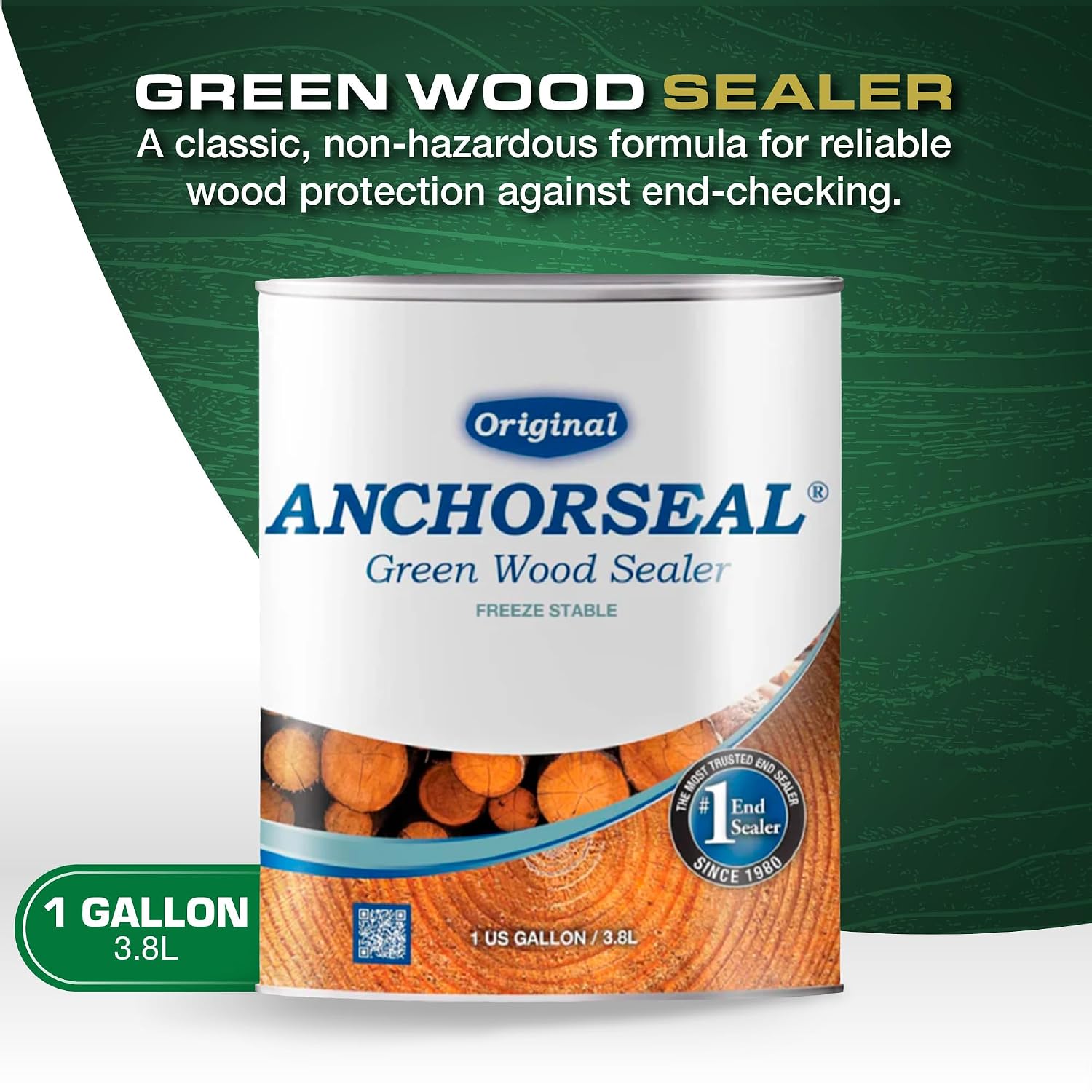 ANCHORSEAL Classic Log and Lumber End Sealer, Prevents Checking, 1 Quart | Water Based Wax Emulsion, Prevents up to 90% of Checking, Drying Splits Prevention, Hardwood & Softwood Compatible