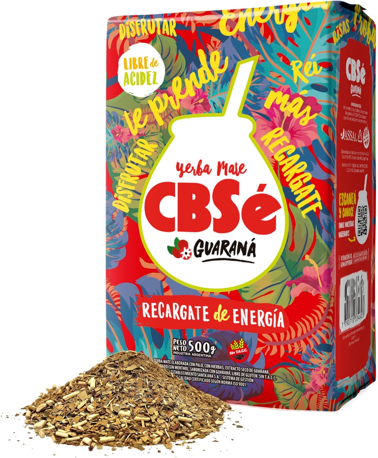 CBSe Yerba Mate Guarana – Herbal Loose Leaf Yerba Mate Tea Blend with Guaraná, 500 g (1.1 lb), Naturally Caffeinated, Gluten-Free.