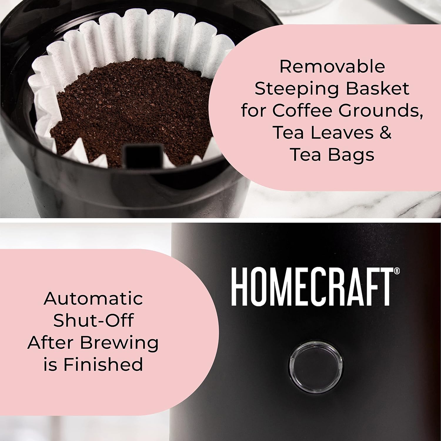 Homecraft 3-Quart Iced Coffee and Tea Maker with Filter Basket, Flavor Enhancer, Adjustable Brew Strength, Black