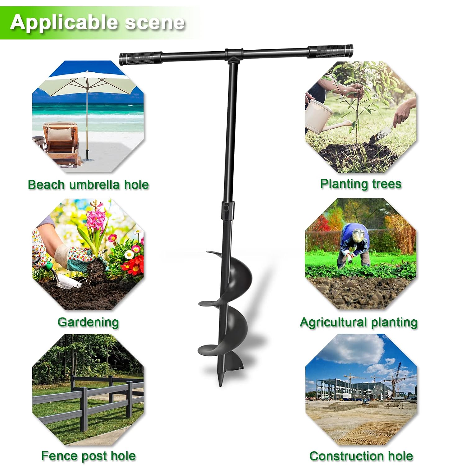 LONGRUN Auger Drill Bit for Planting-1.7"x15" Planting Auger, Garden Spiral Hole Drill Bulb Planter Tool for Planting, Bedding Plants, Flowers