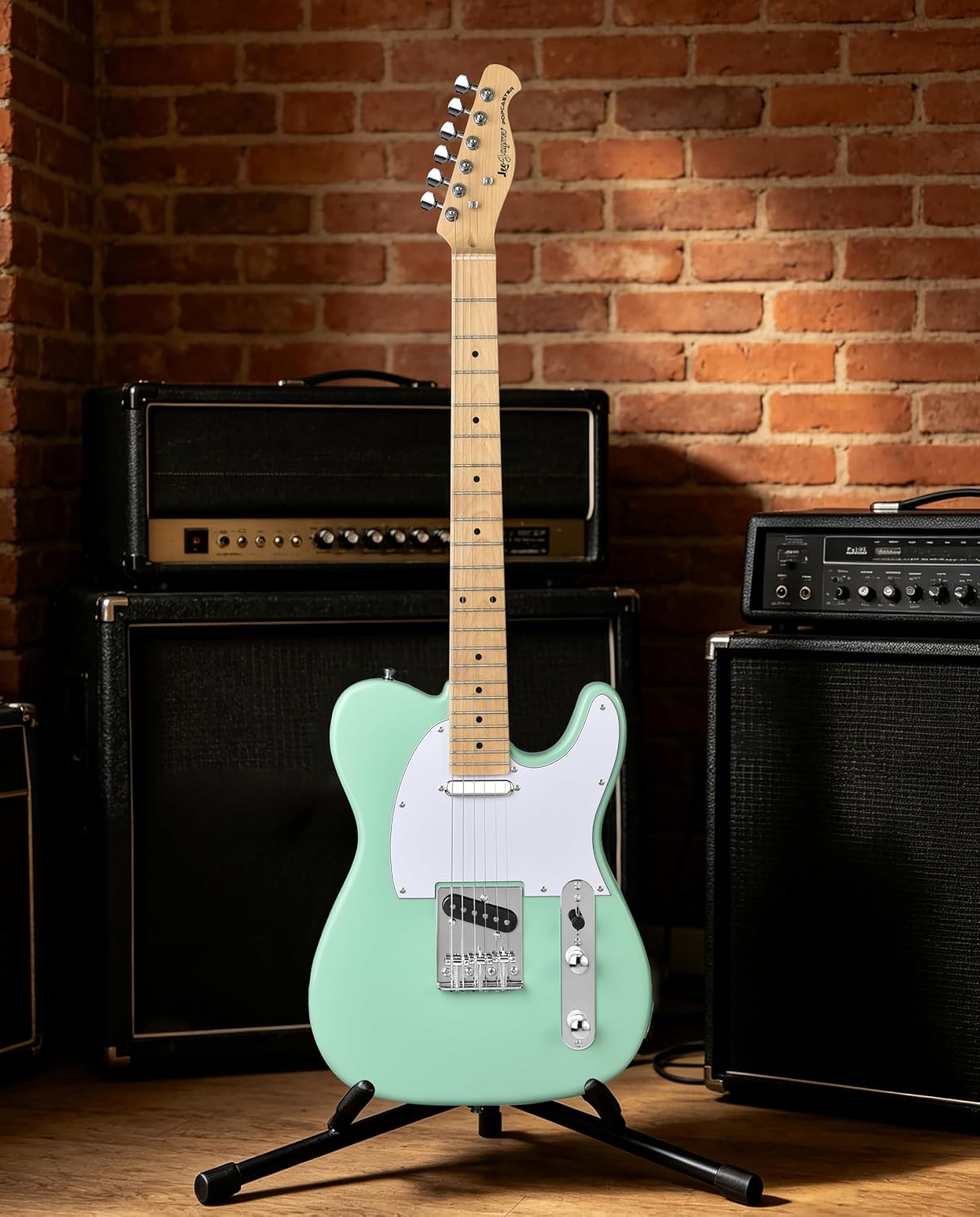 Leo Jaymz Beginner Electric Guitar Complete Kit with Portable Amp, Padded Gig Bag & Full Accessories, Maple Neck (TL-White)