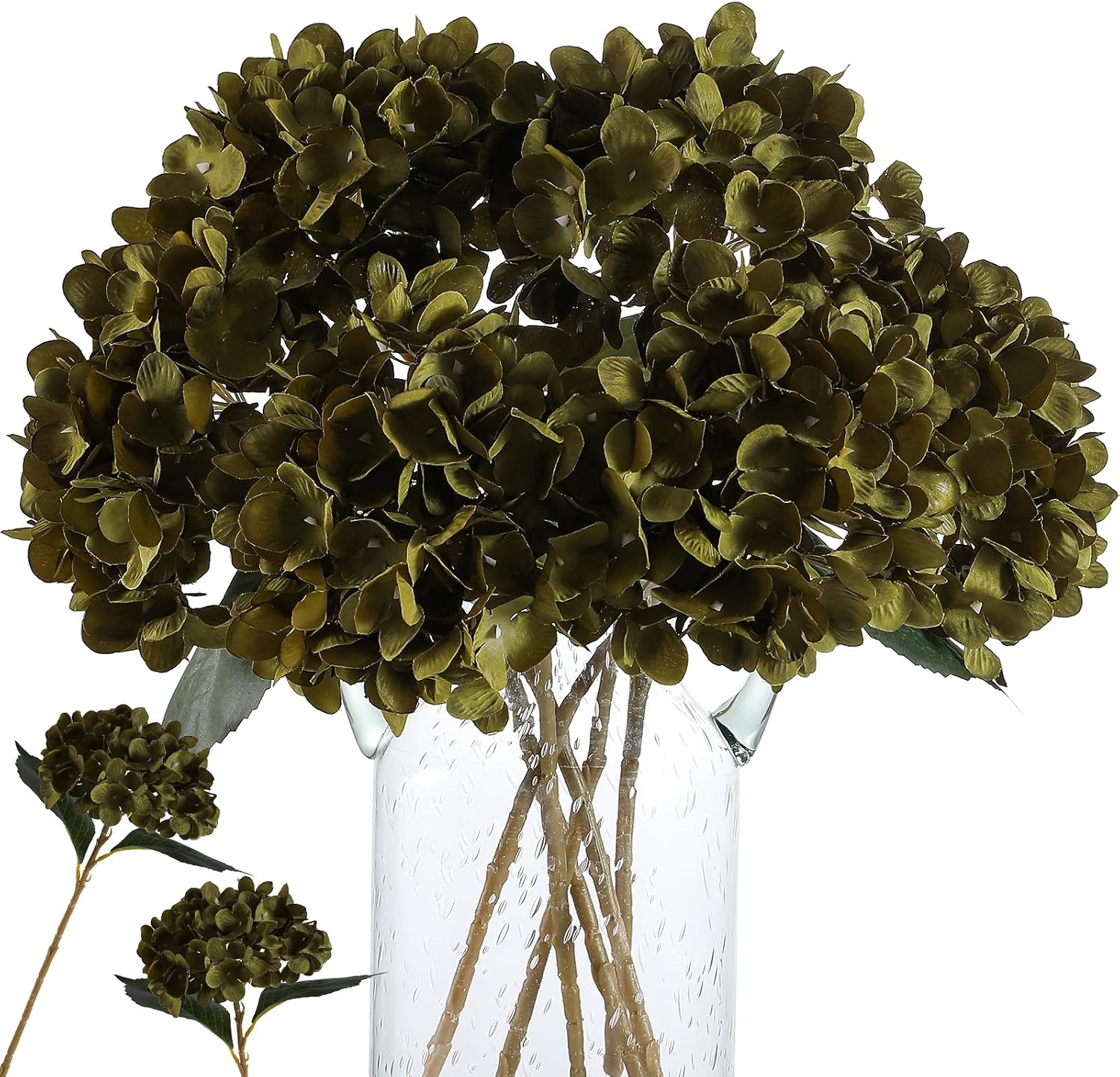 Kisflower 6pcs White Hydrangea Artificial Flowers - Faux Hydrangea Flowers, Fake Silk Flowers for Table Centerpiece