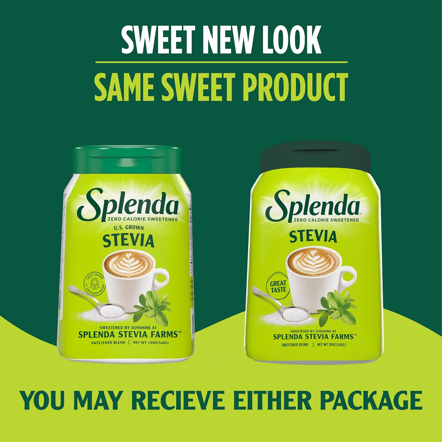 SPLENDA Stevia Zero Calorie Sweetener, Plant Based Sugar Substitute Granulated Powder, 19 oz Jar
