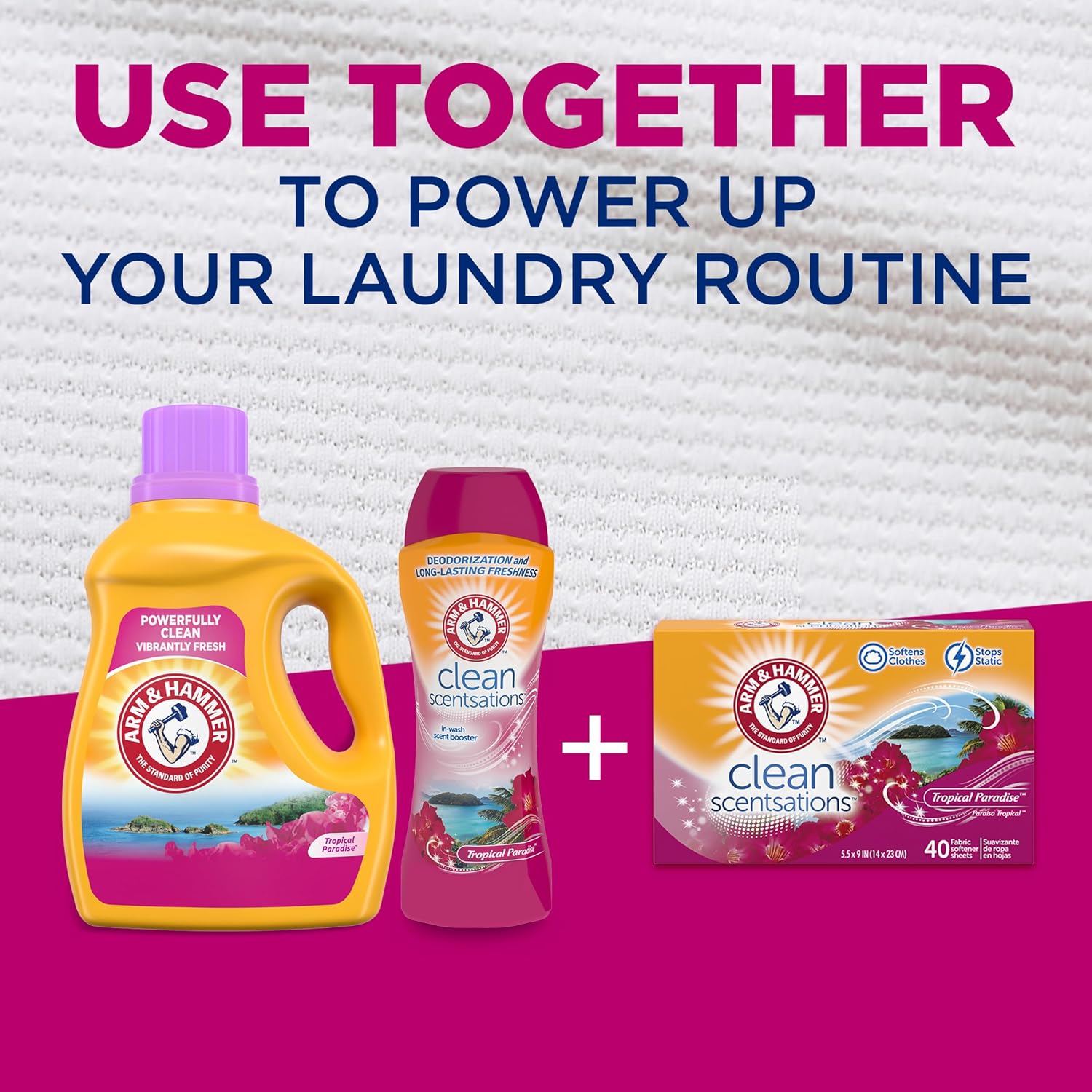 ARM & HAMMER Fabric Softener Dryer Sheets, Tropical Paradise, 100 Count | Softens Clothes, Reduces Static Cling, Long-Lasting Freshness