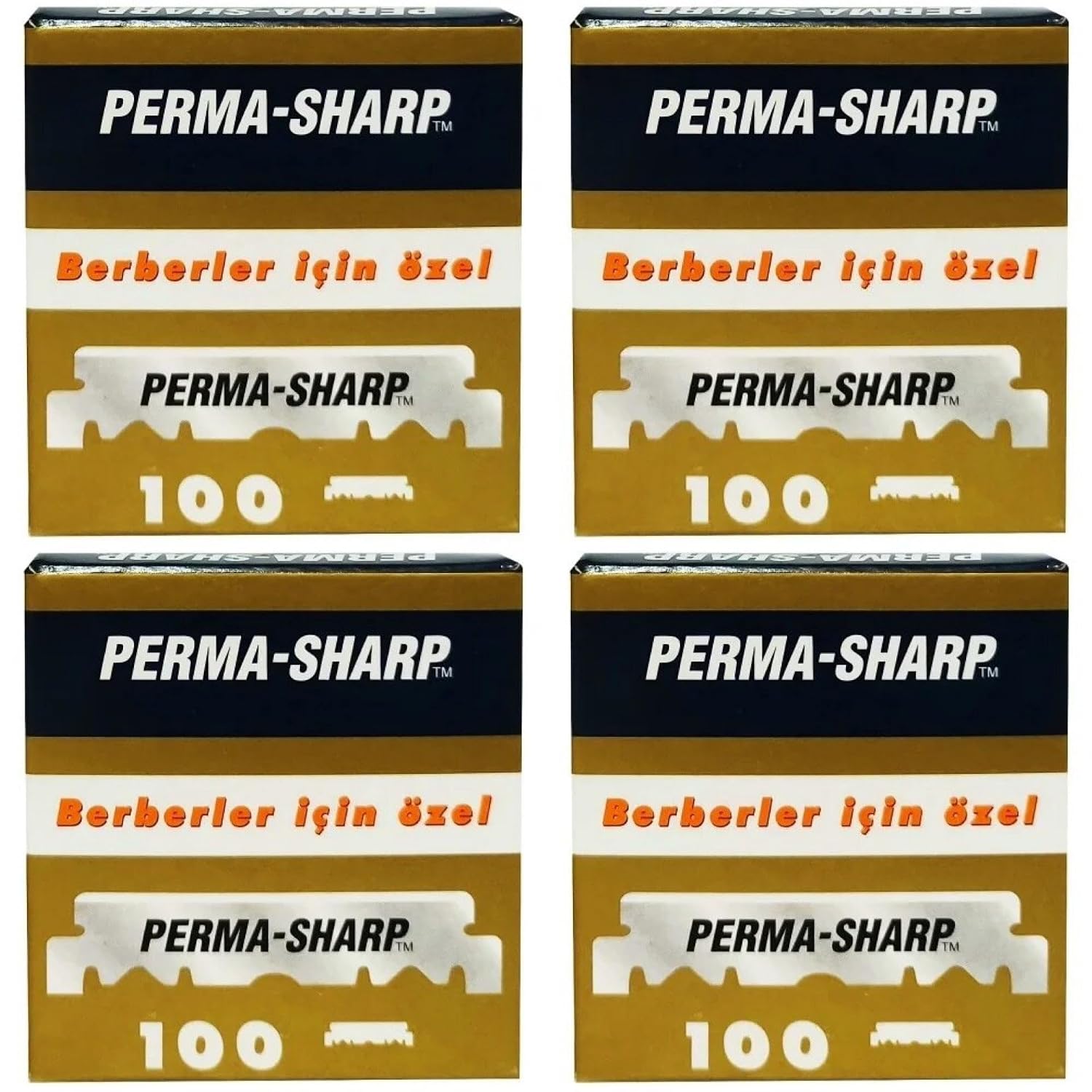 100 Perma-Sharp Straight Edge Razor Blades for use in Professional Barber Razors - New Packaging