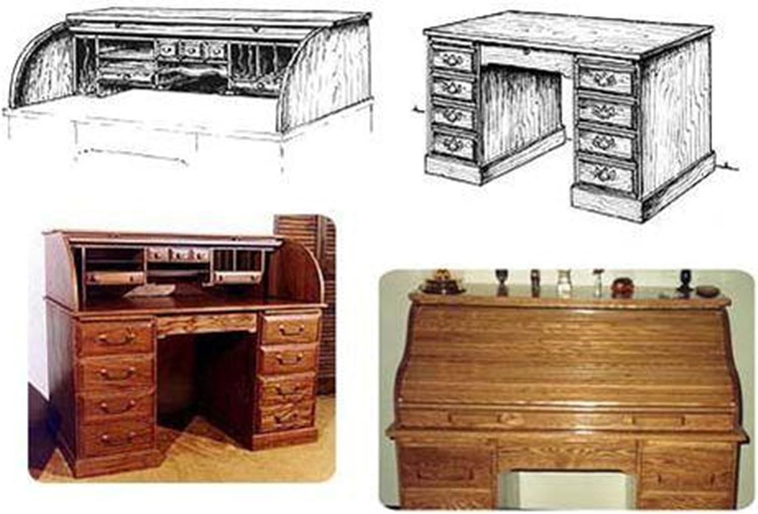 Project Paper Plan To Build Twin Tambor Roll Top Desk - Material Not Included