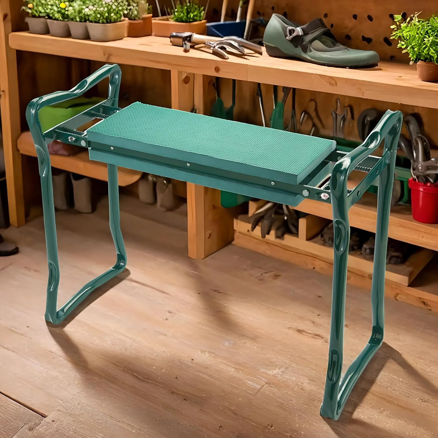Collections Etc Garden Kneeler and Seat, Green