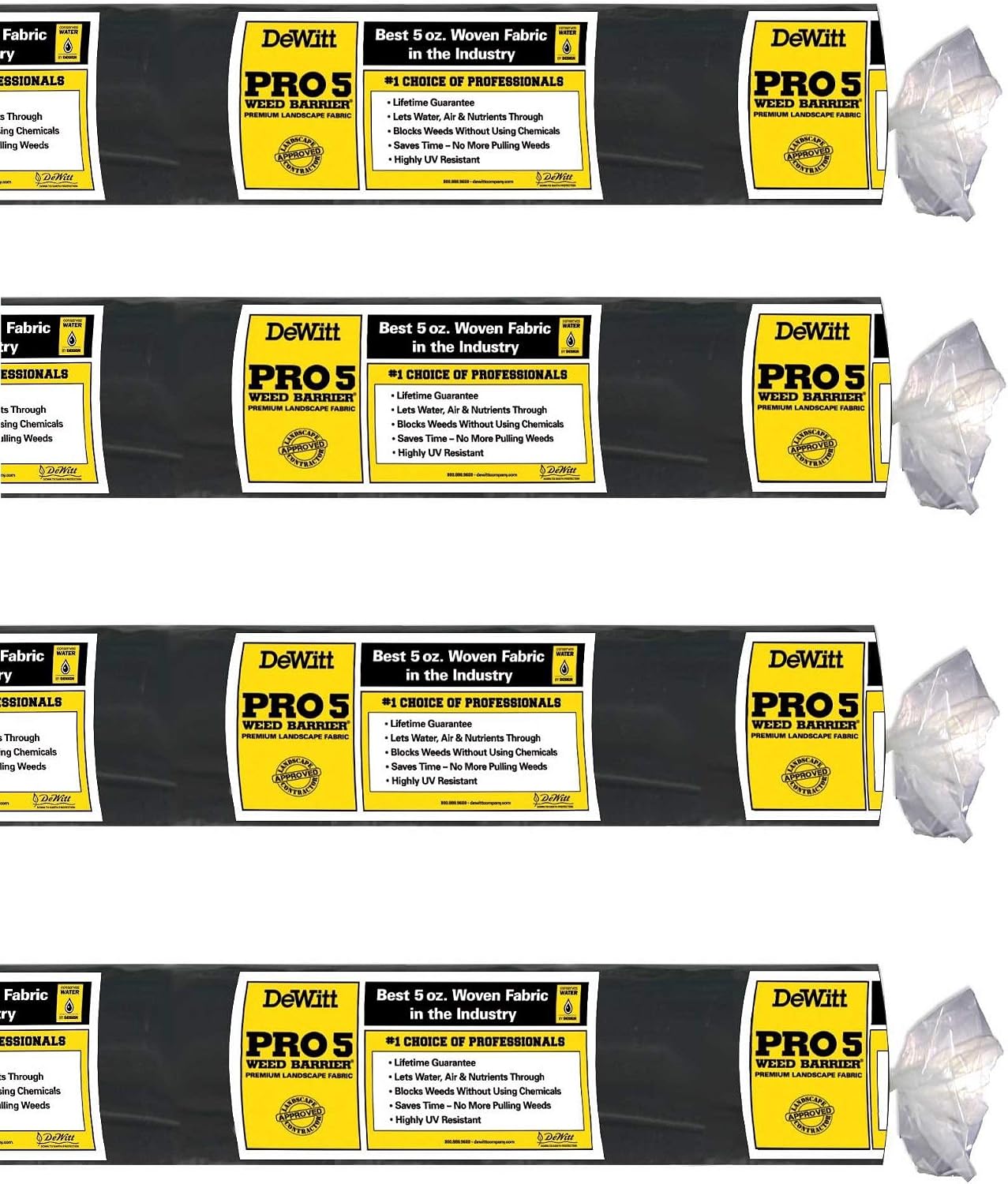 Dewitt Pro-5 Weed Barrier Fabric 5 oz, 6 x 250 Feet – Heavy-Duty | Woven Landscape Ground Cover Mat for Raised Garden Bed, Greenhouse Gardening, Outdoor Landscaping, and Commercial Planting