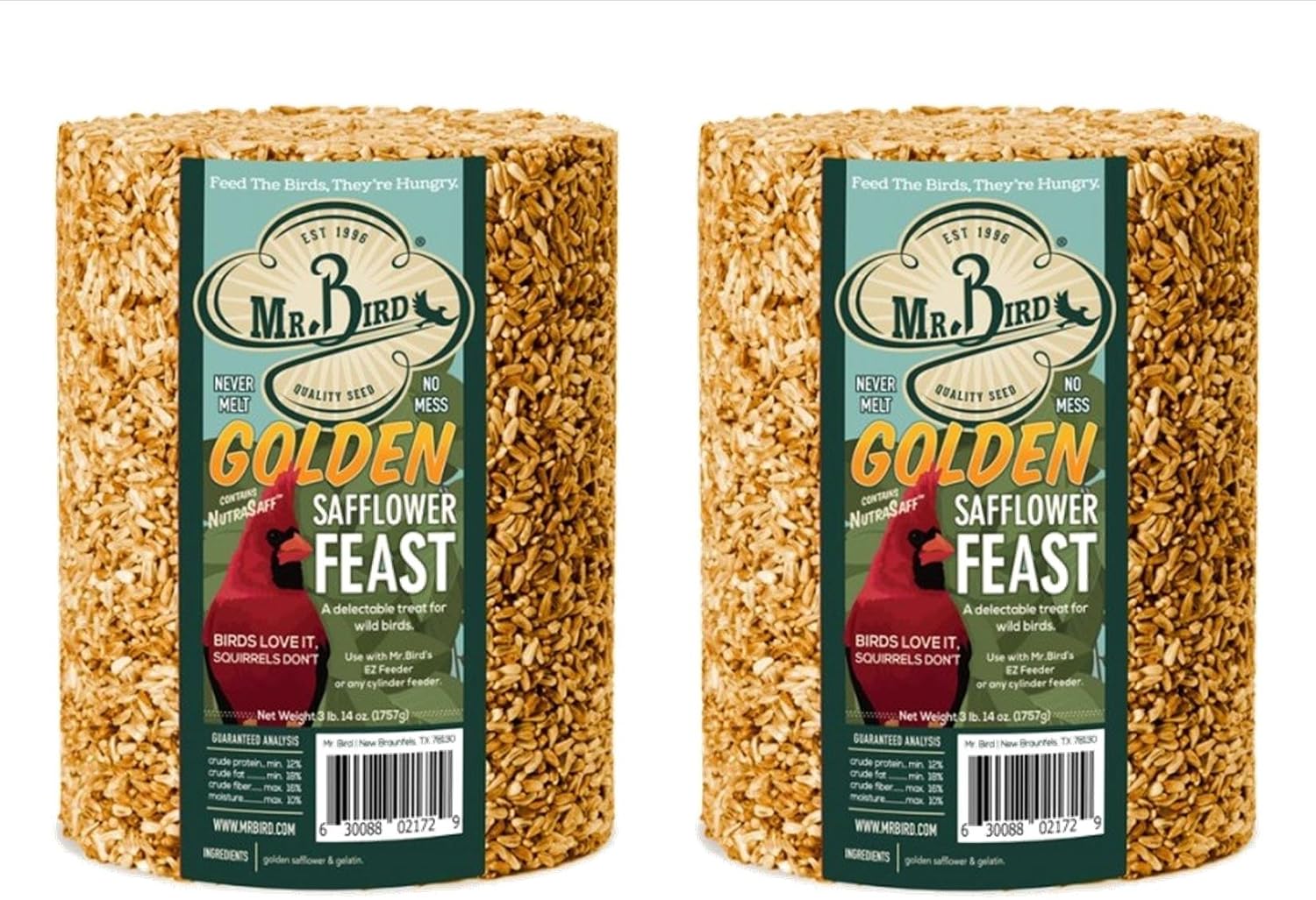 Mr. Bird Golden Safflower Cylinder Large Seed Cylinder 62 oz.