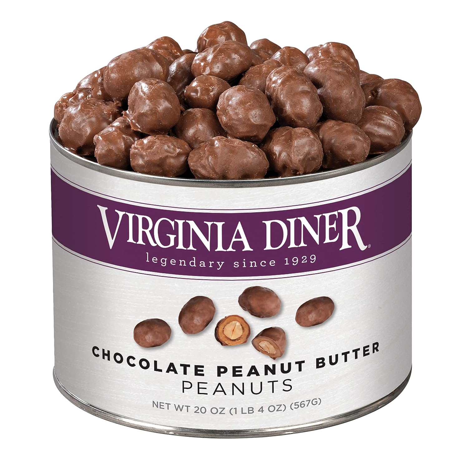 Virginia Diner Old-Fashioned Peanut Squares Candy, Virginia Peanuts -18oz Tin