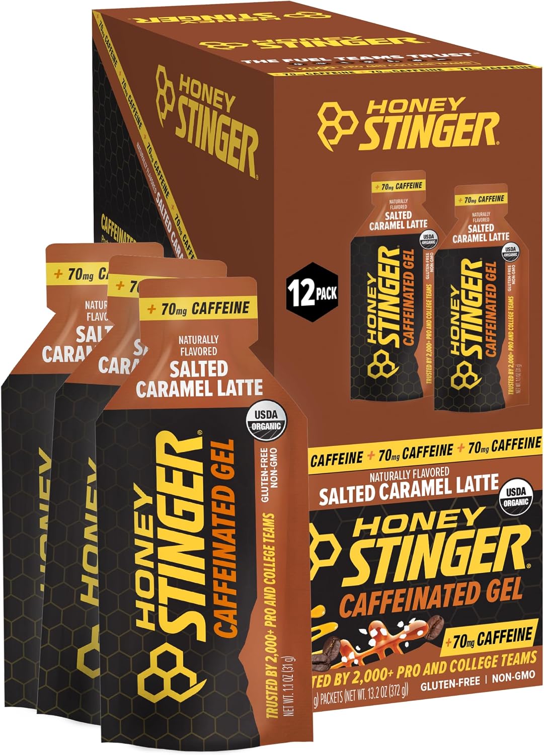 Honey Stinger Gold Energy Gel, Gluten Free & Caffeine Free, for Exercise, Running and Performance, Sports Nutrition for Home & Gym, Pre and Mid Workout, 24 Pack, 26.4 Ounce | sports-nutrition-endurance-and-energy-chews