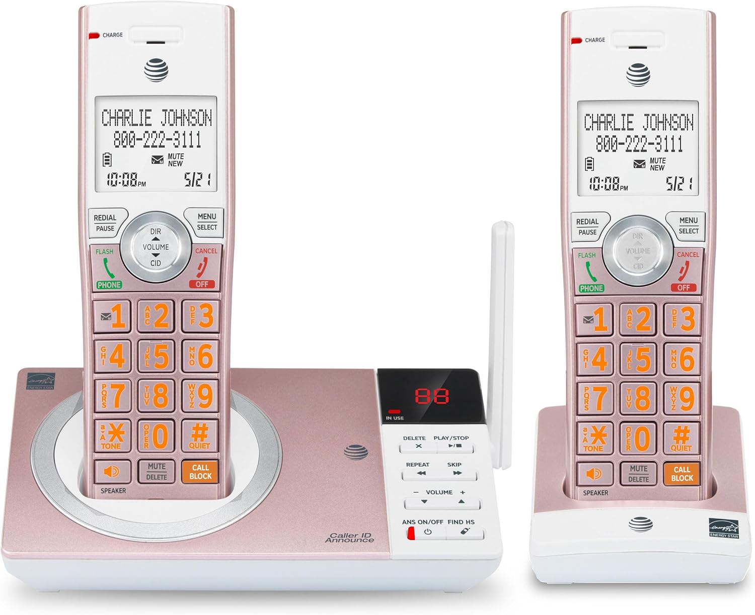 AT&T DECT 6.0 Expandable Cordless Phone with Answering System, Silver/Black with 3 Handsets