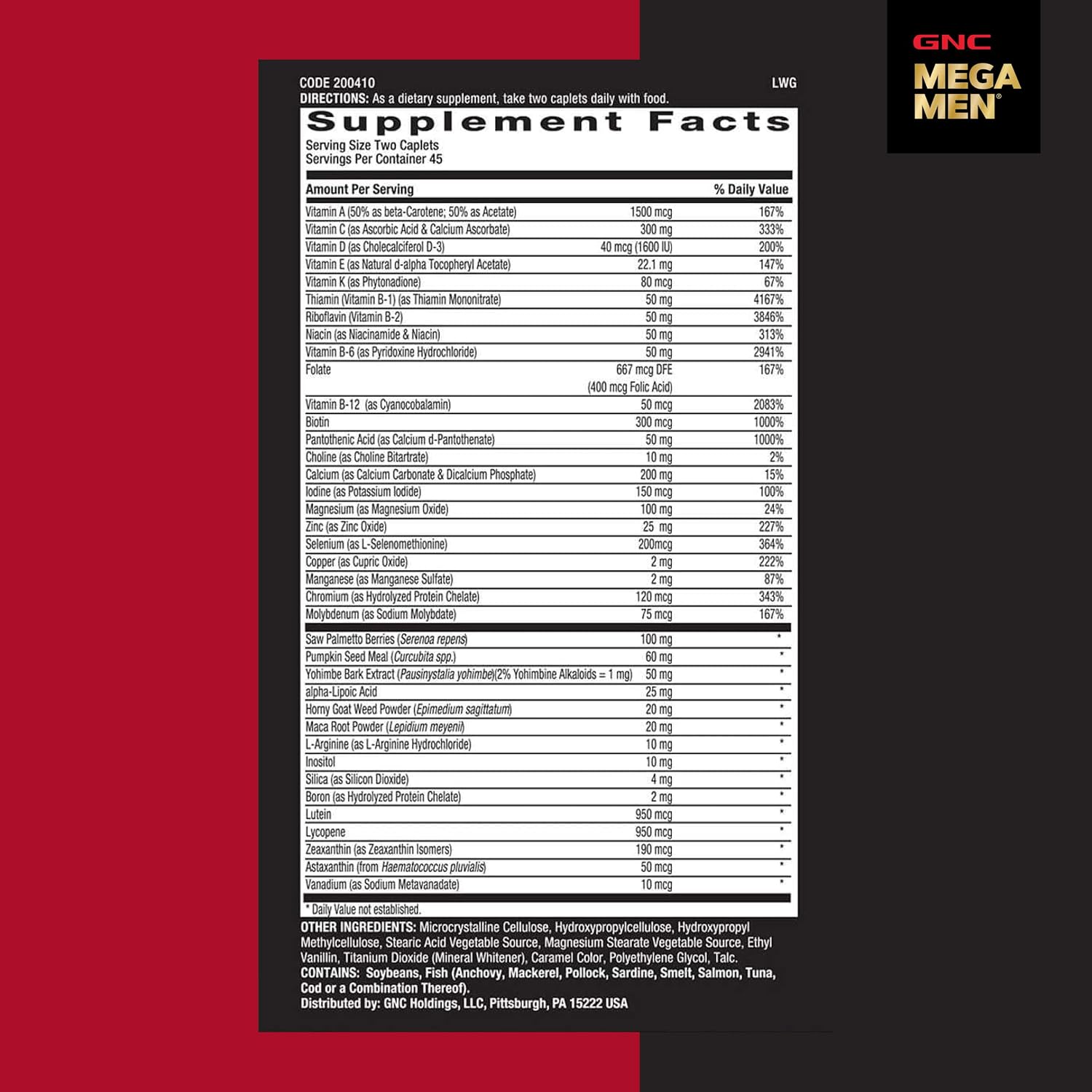 GNC Mega Men Prostate and Virility Multivitamin for Men, Supports Optimal Sexual Health and Prostate Health, 90 Count