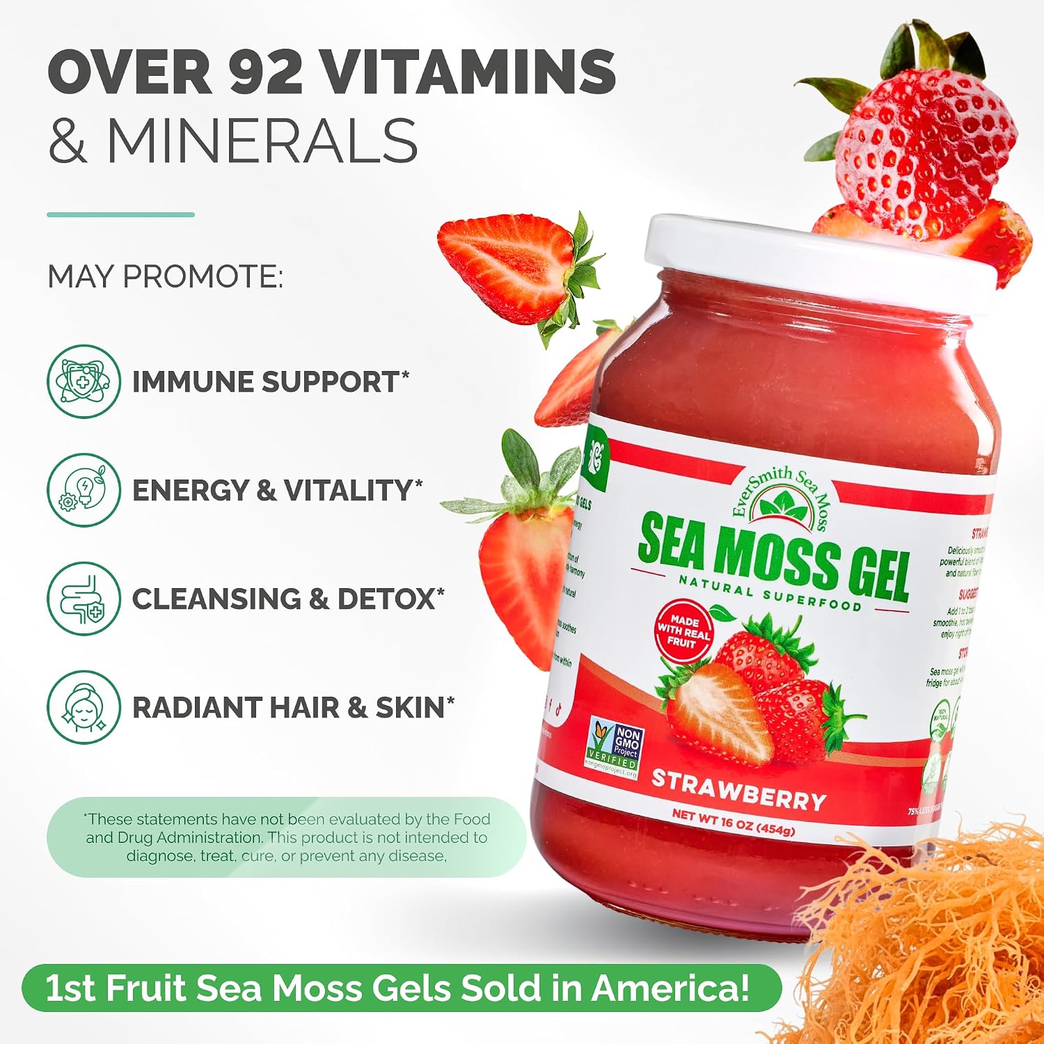 EverSmith Organics Wildcrafted Irish Sea Moss Gel, Mango Pineapple, 1 Jar
