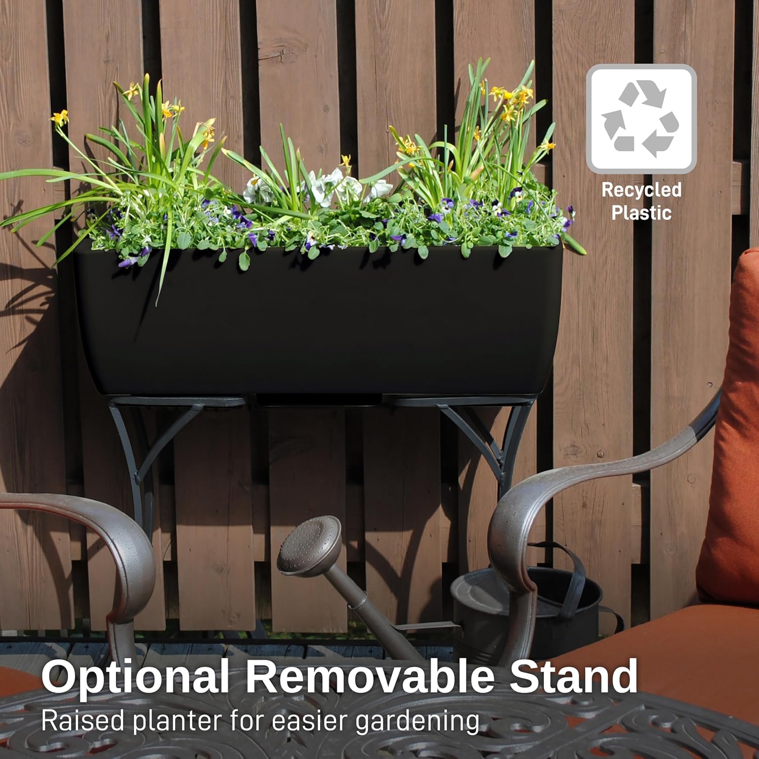 RTS Home Accents 30" Urban Rectangular Garden Planter, Graphite - Stylish, Durable, and Weather-Resistant Planter for Outdoor Gardens, Patios, and Urban Spaces