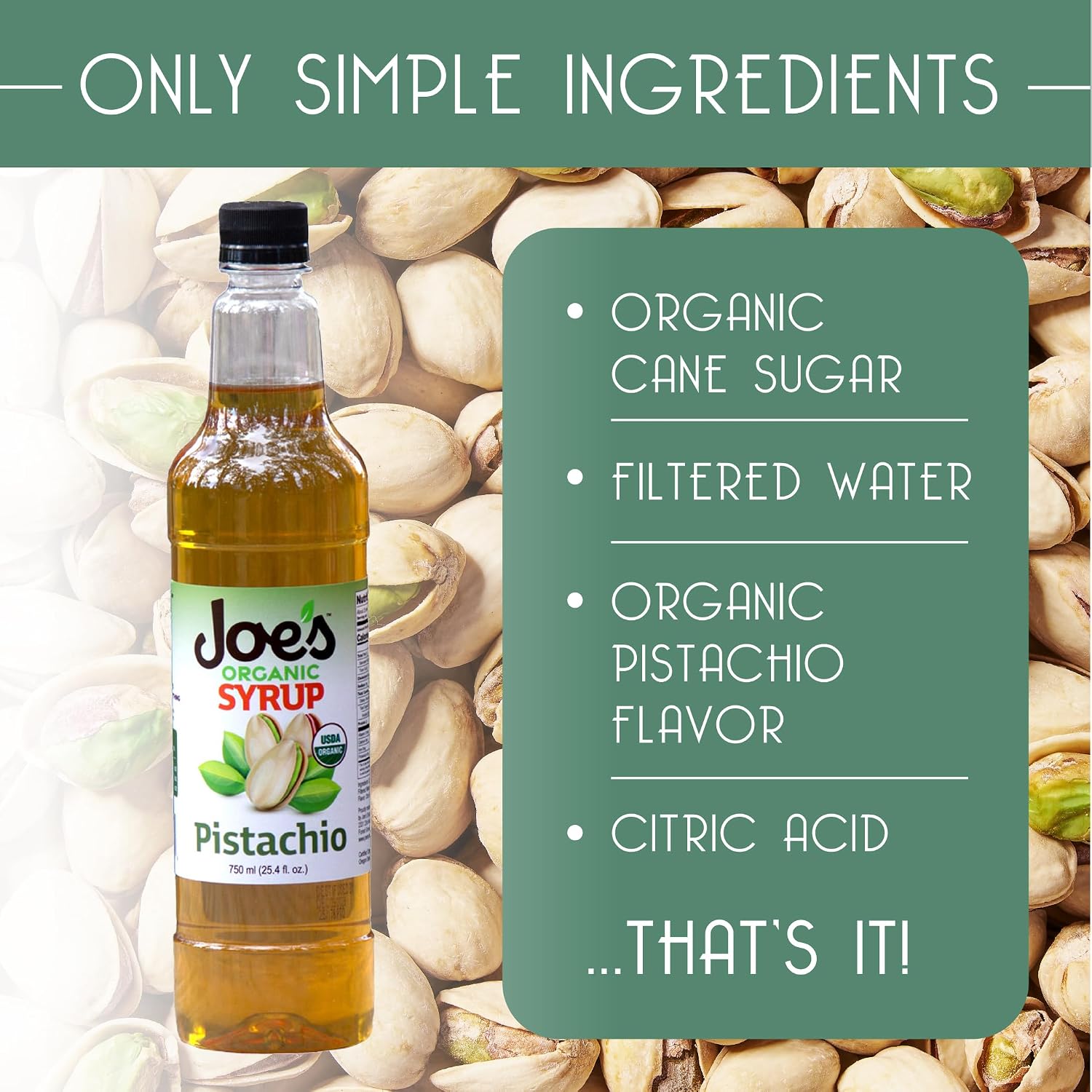 Joe’s Syrup Organic Flavored Syrup, Organic Strawberry, 750 ml | Vegan, gluten-free, Non-GMO, no HFCS; for cocktails & desserts