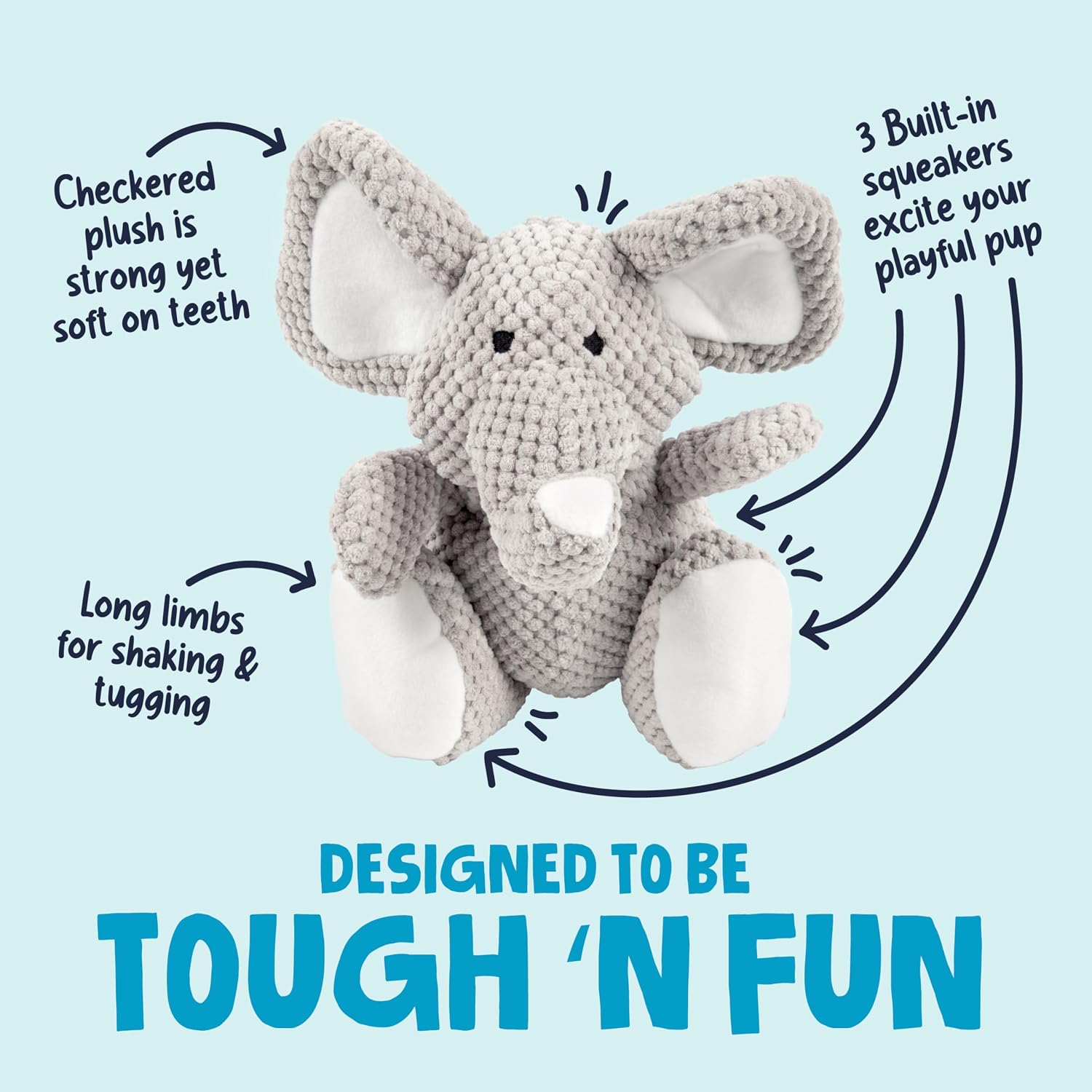 goDog Checkers Just for Me Skinny Cow Squeaky Plush Dog Toy, Chew Guard Technology - White, Mini