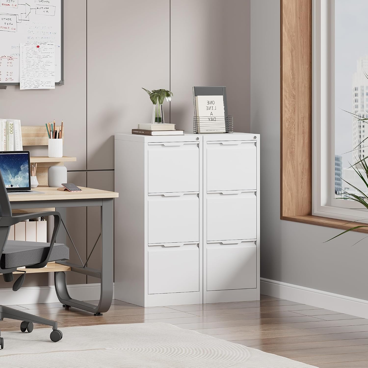 3 Drawer File Cabinet with Lock, Filing Cabinets for Home Office | Metal Vertical File Cabinets