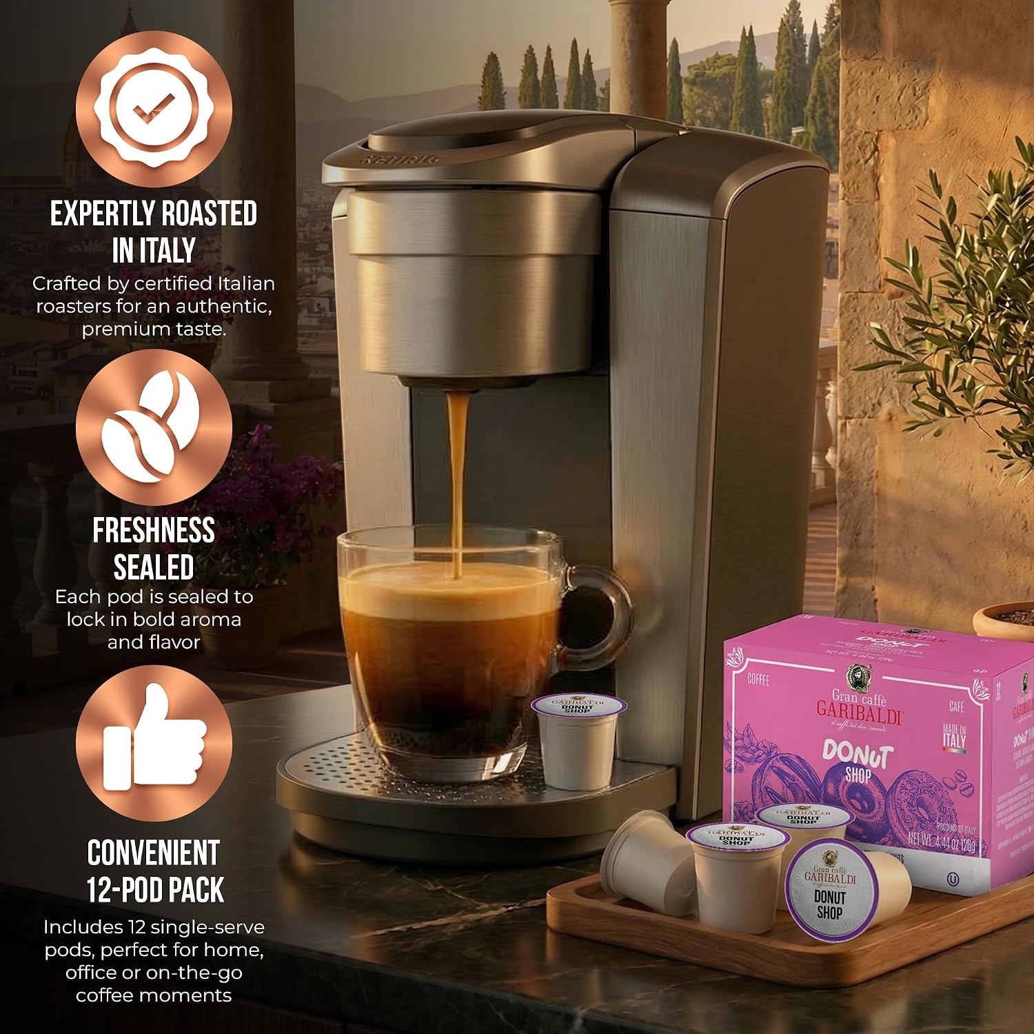 Caffè Garibaldi Colombian Coffee Pods for Keurig K-Cup Brewers, 12 Count