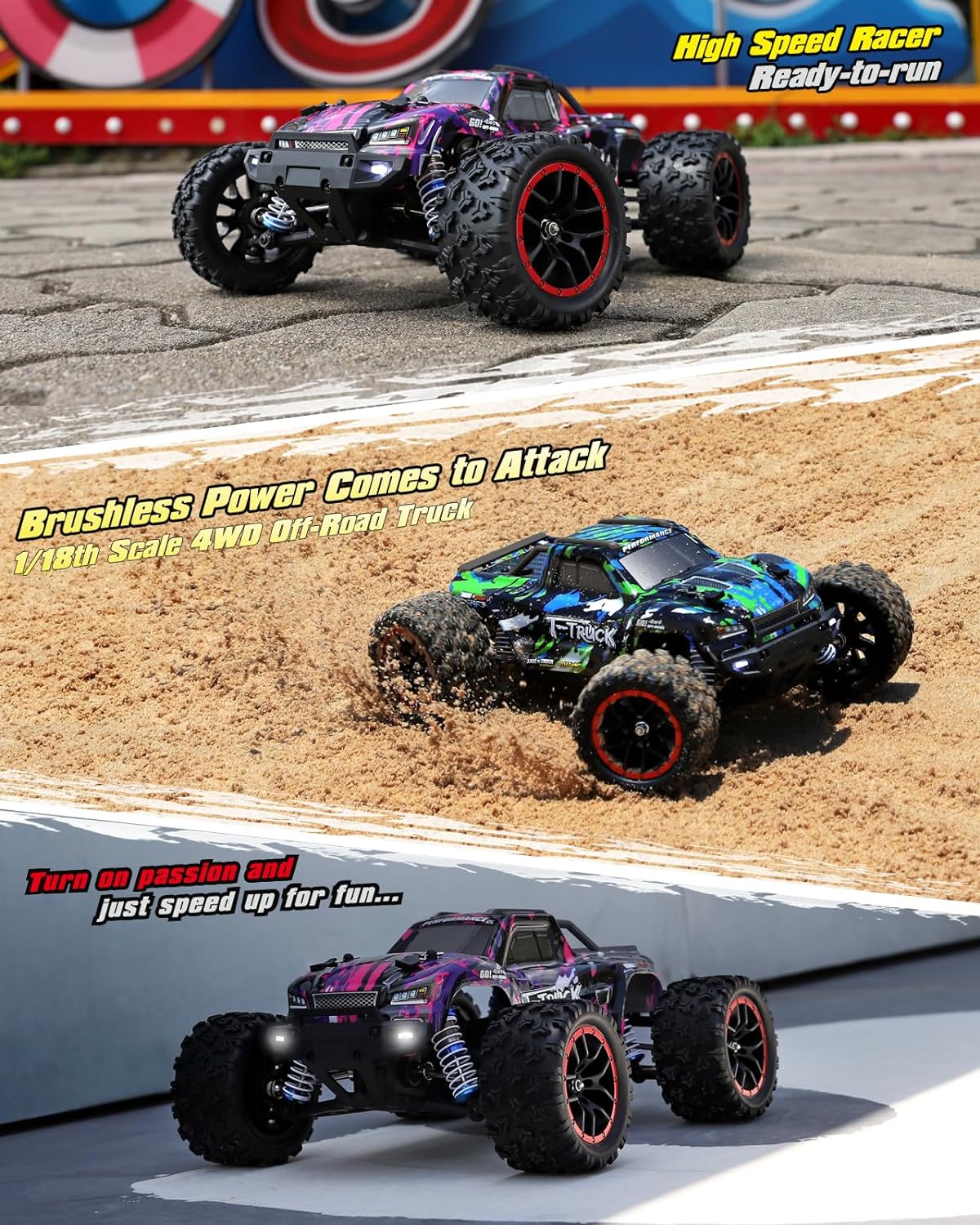 HAIBOXING 18859A 1/18 Brushless Fast RC Cars 4WD Off-Road Truck All Terrain | Fast Remote Control Truck 48 KM/H Speed for Adults and Kids