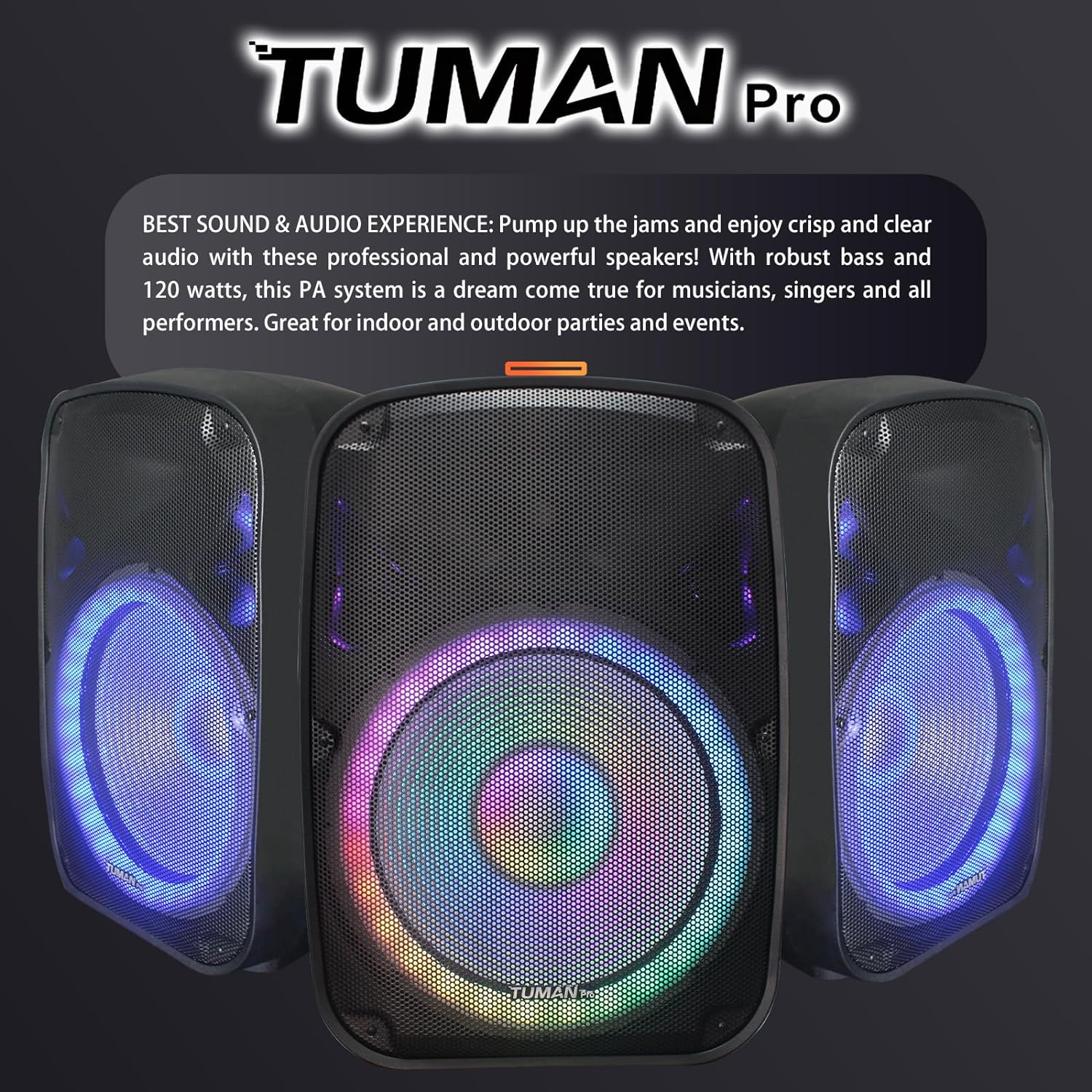 Portable 15-Inch Amplified PA DJ Speaker System | Support Bluetooth USB SD Playback FM Radio LED Light Remote Speaker Stand Suitable For Church Live