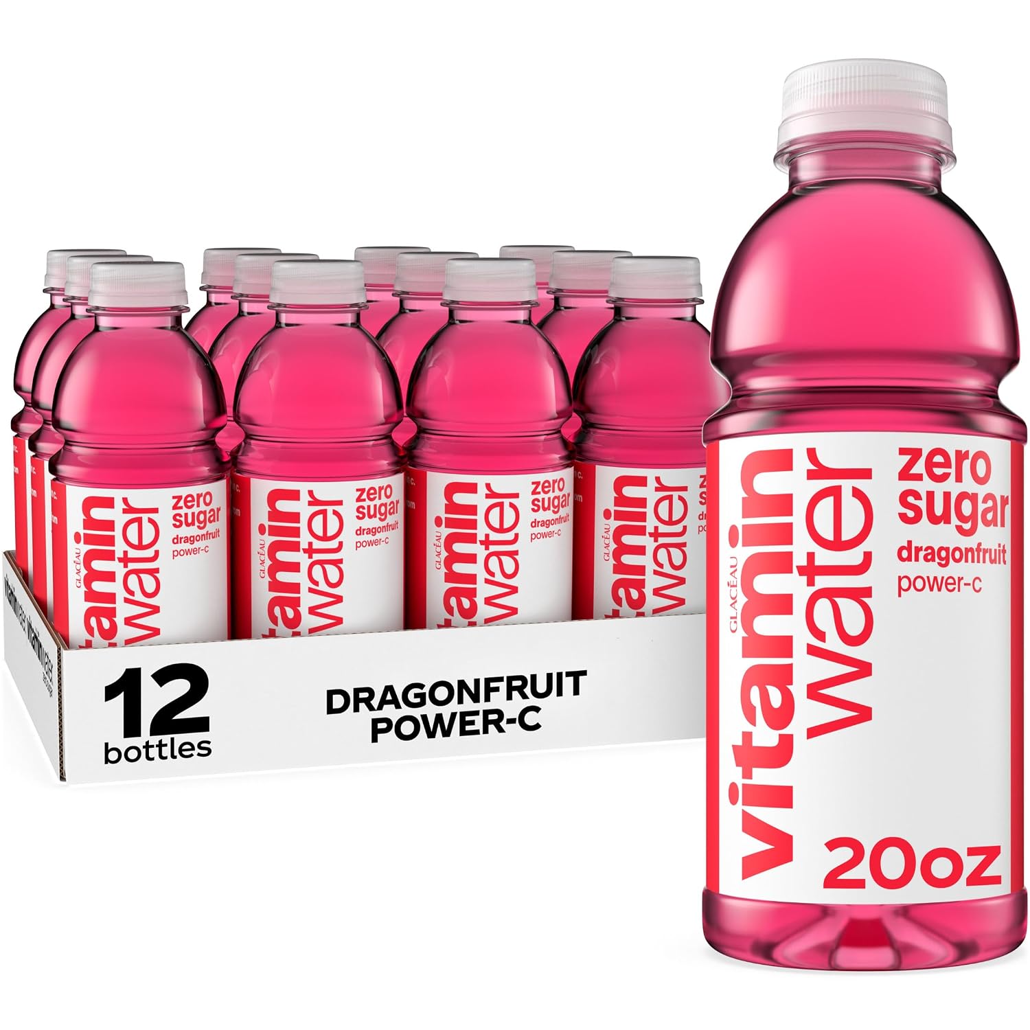 vitaminwater Power-C Dragonfruit Water Beverage, 16.9 fl oz, 6 pack | Bottled, nutrient-enhanced flavored water drink with 90 calories per bottle, antioxidants, and vitamins