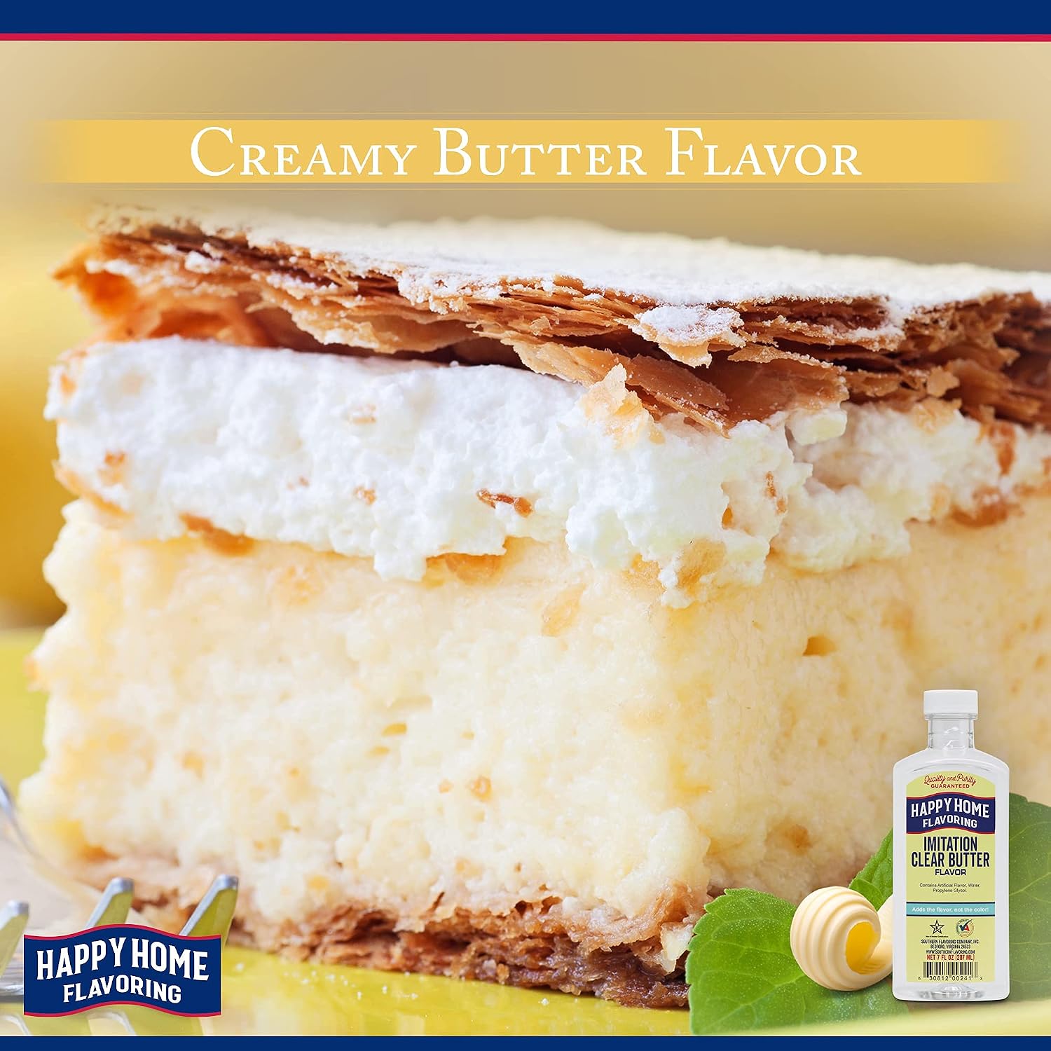 Happy Home Imitation Clear Butter Flavoring, Non-Alcoholic, Certified Kosher, 7 oz.