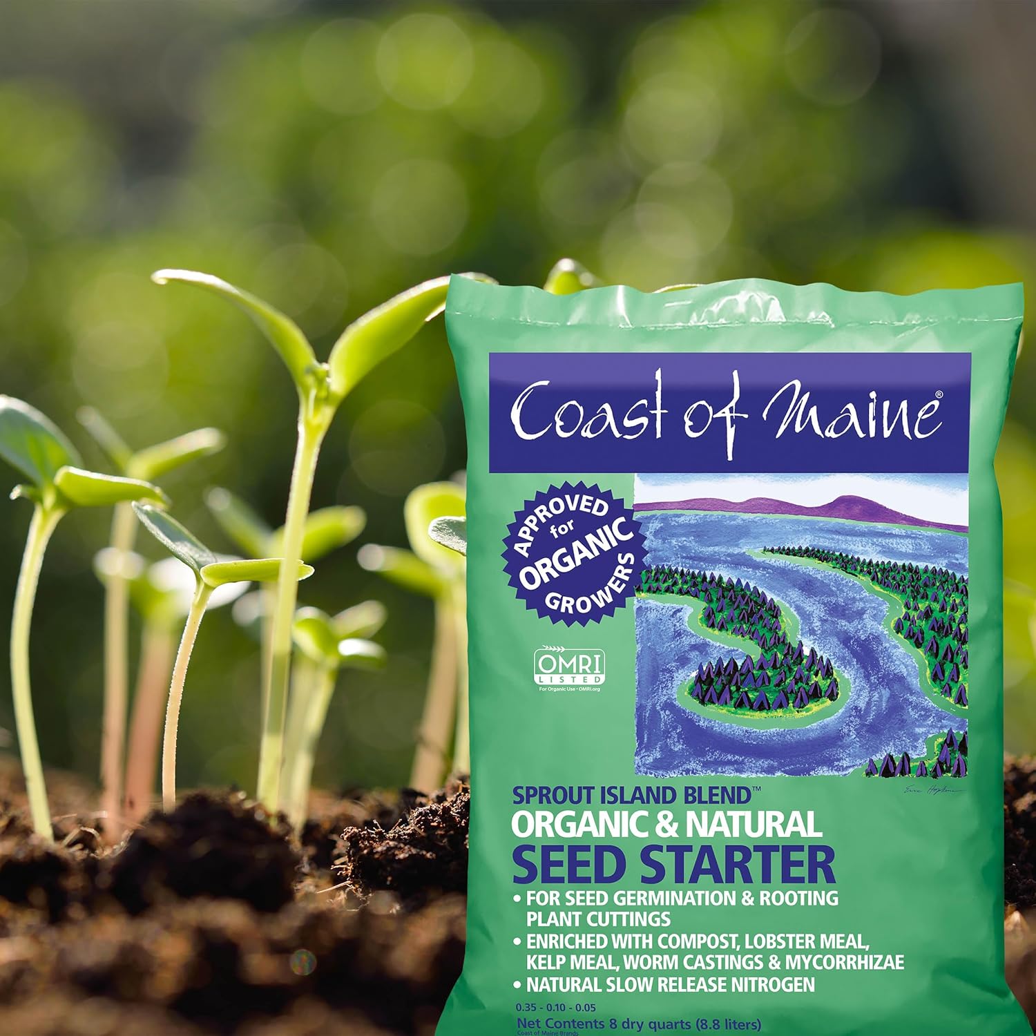 Coast of Maine (8qt) Sprout Island Blend, Organic & Natural Seed Starter for Seed Germination & Root Plant Cuttings