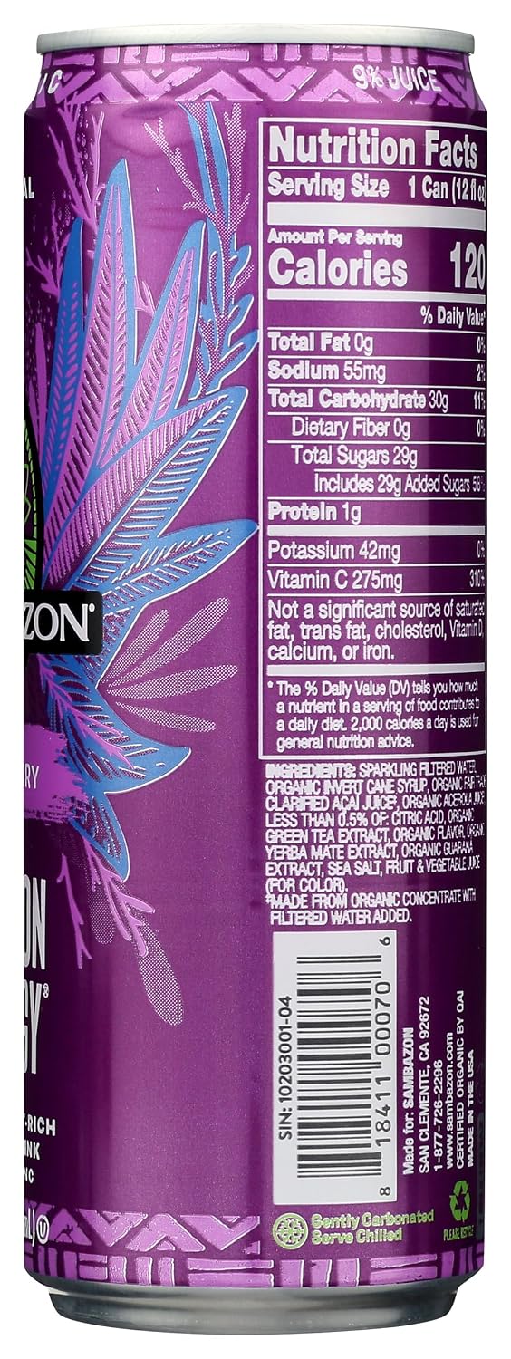 Sambazon, Energy Drink Single Organic, 12 Fl Oz