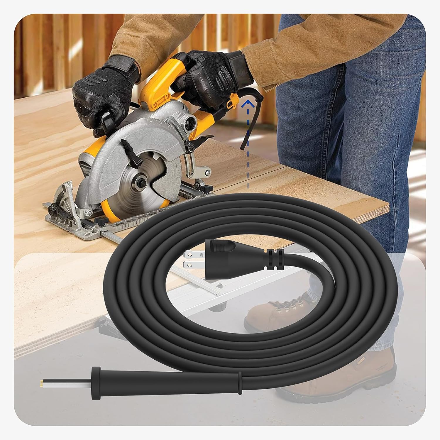 33007898 Power Cord, Compatible DW704 DW708 DW360 DW364 DWP849X DWP849 DW421, 10ft 16 Gauge 2 Wire Power Cord for Miter Saw, Circular Saw, Polisher