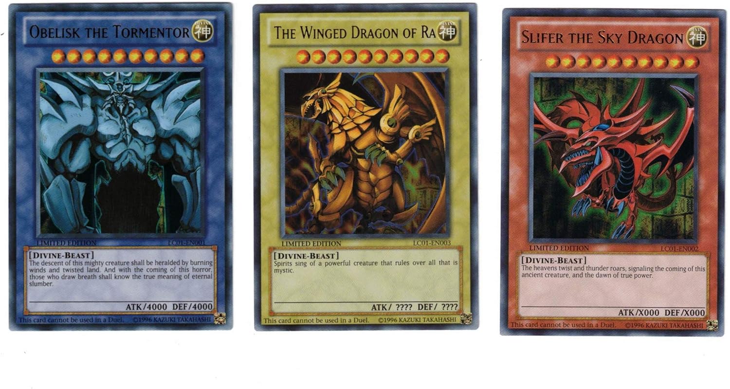 Yu Gi Oh Legendary Collection Ultra Rare God Card Set of 3 Egyptian God Cards Slifer, Obelisk Ra (Limited Edition) Ultra Rare Version