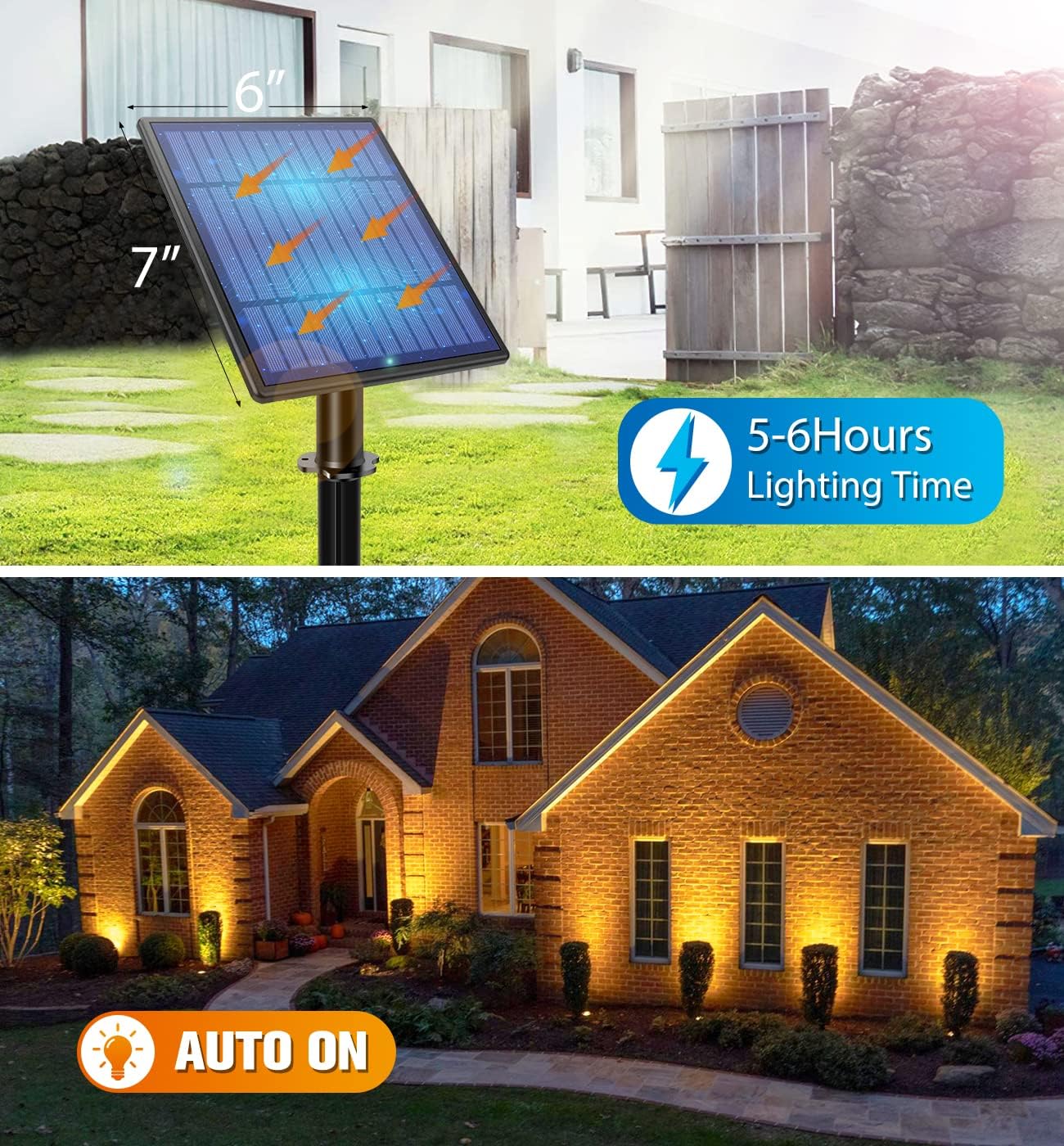 APONUO Metal Solar Spot Lights Outdoor with 9.8ft Cable Solar Powered Landscape Lighting Low Voltage IP65 Waterproof Auto On/Off for Outside Garden Yard Landscape Pathway Garage-Warm White(4-in-1)