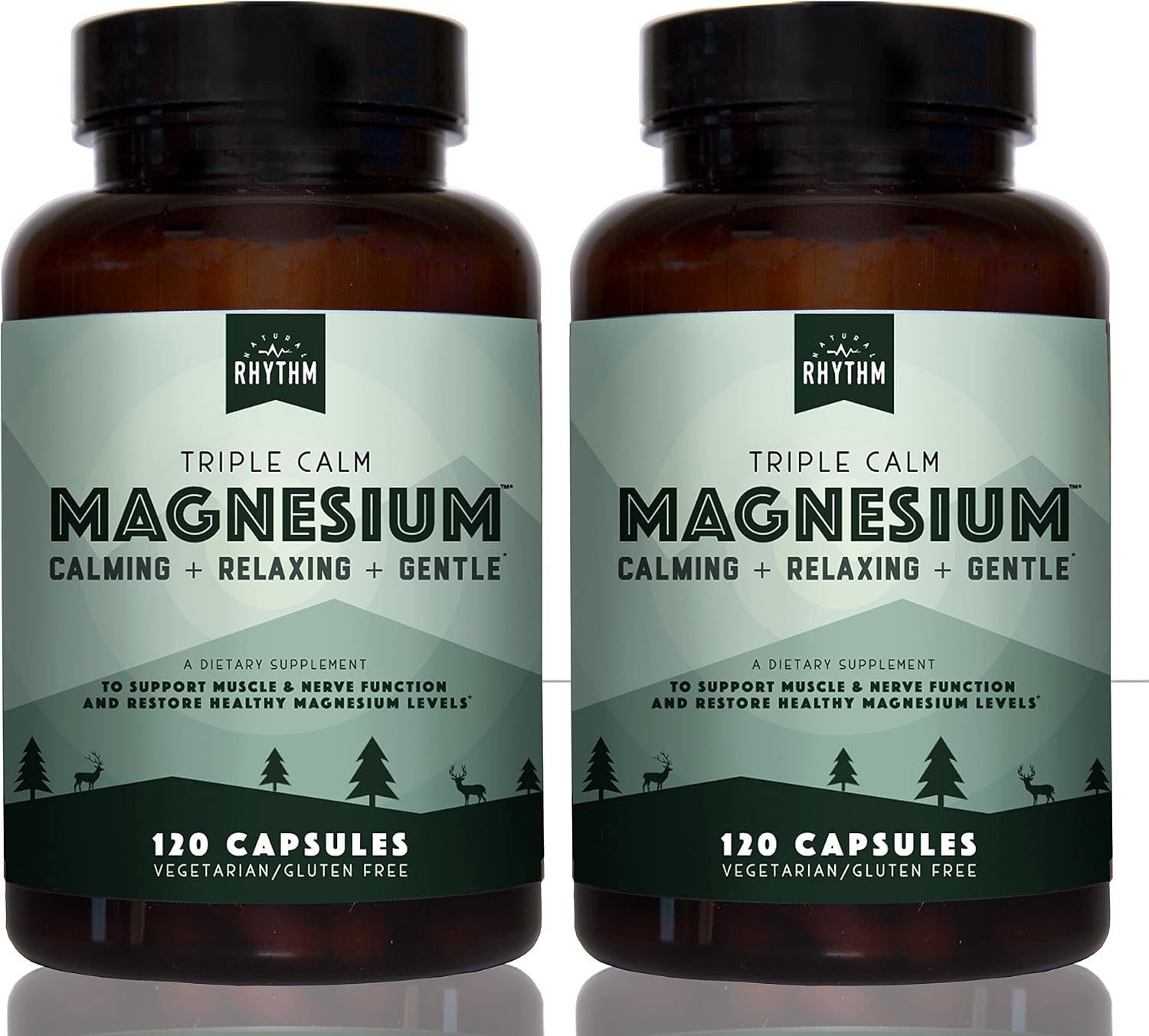 Natural Rhythm Triple Calm Magnesium Complex - 120 Capsules, Chelated Magnesium Glycinate, Taurate & Malate, High Absorption Supplement for Sleep, Stress, Muscle & Heart Support, Non-GMO, Vegan