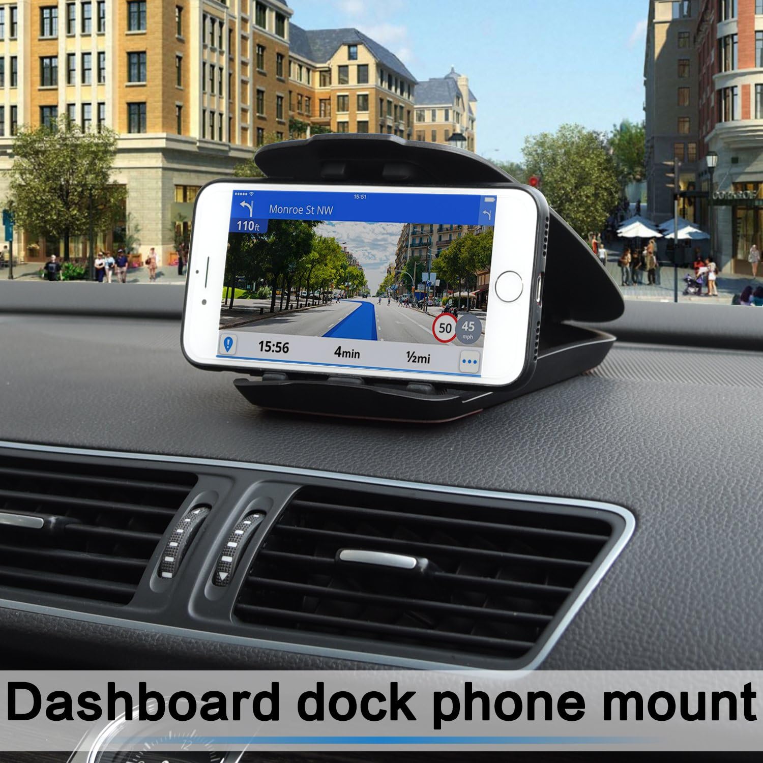 GPS Dash Mount [Matte Black Dock] for Garmin Nuvi Drive Dezl, Tomtom | 2-In-1 GPS Holder for Car
