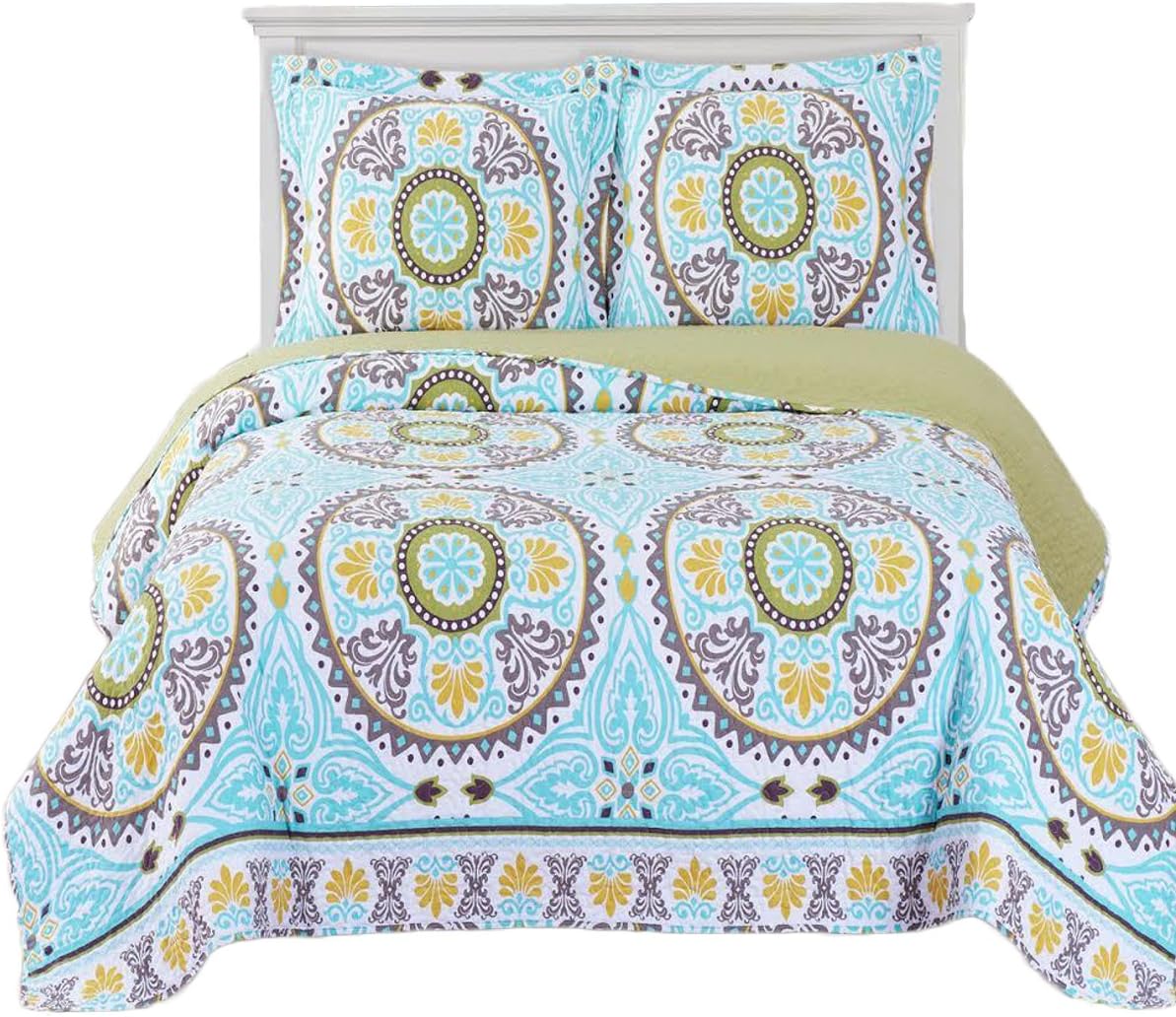 Royal Hotel Ayat Birds Oversized Coverlet Set Queen Size – Luxury Queen Quilt Bedspread, All Season Soft Filled Quilts