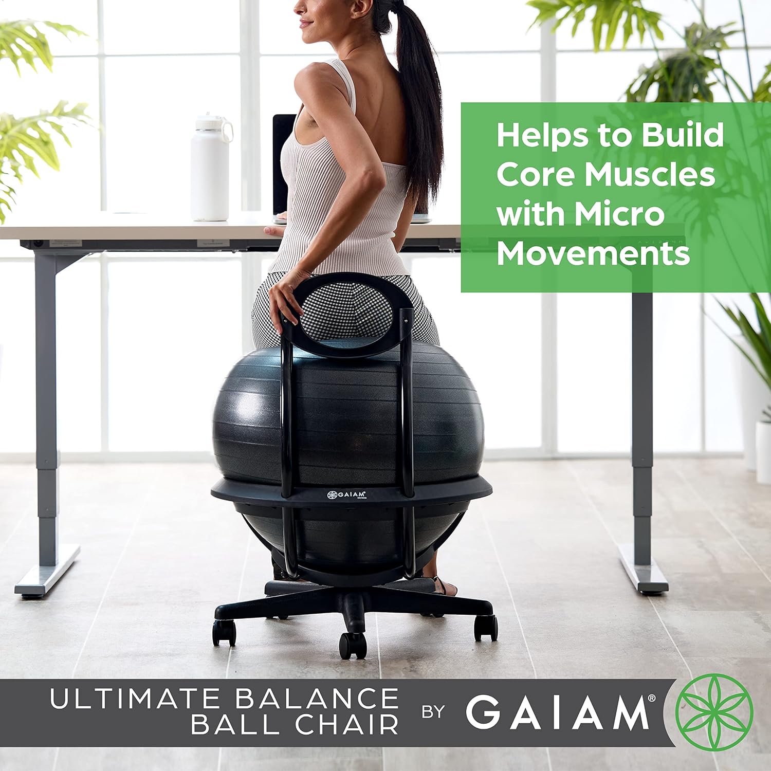 Gaiam Ultimate Balance Ball Chair, Swivel Base, Home & Office