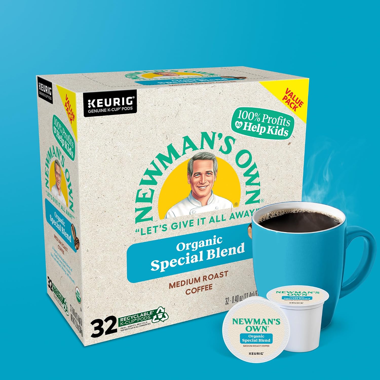 Newman's Own Organics Special Blend Keurig Single-Serve K-Cup Pods, Medium Roast Coffee, 96 Count