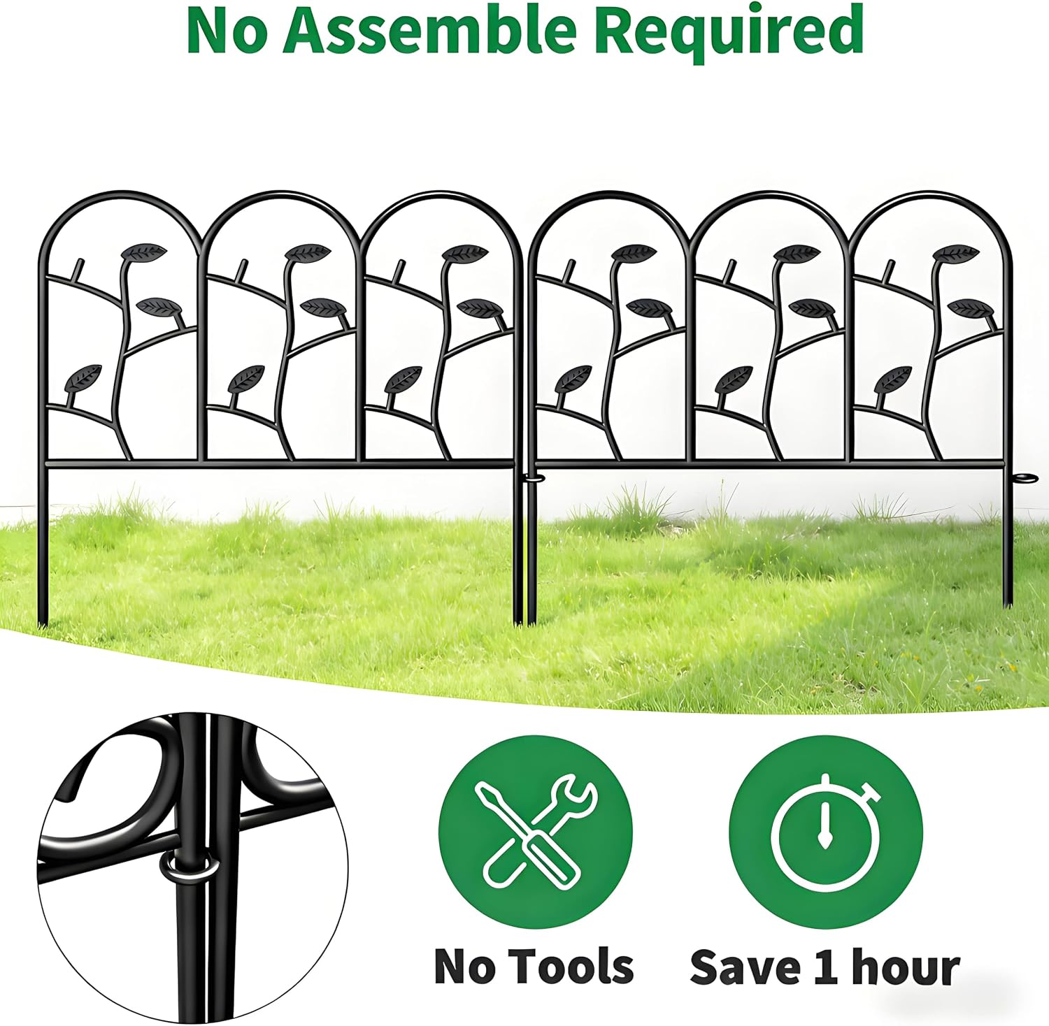 AMAGABELI 10 Panels 17in(H)×10ft(L) Decorative Garden Fences and Borders for Dogs No Dig Rustproof Metal Fence Panels Garden Edging Border Animal Barrier Fencing for Flower Beds Yard Patio Decor Black