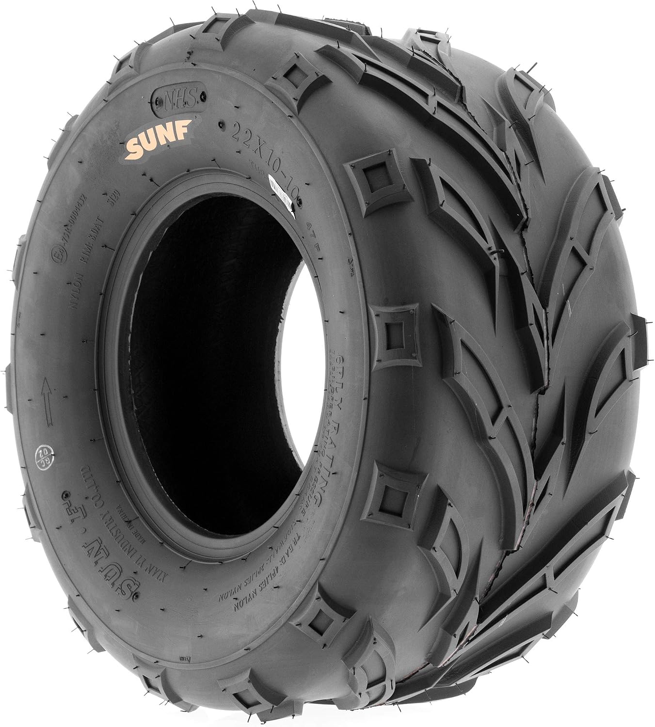 SunF A004 ATV UTV Off-Road Tire 22x10-10, 6 PR, Track & Trail, Tubeless