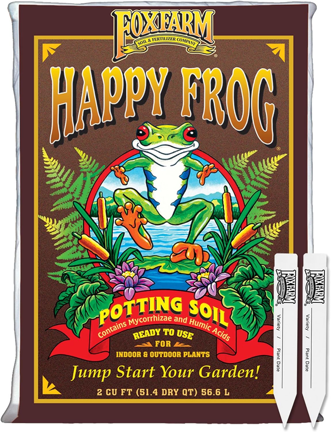 FoxFarm Happy Frog Potting Soil, 2cu ft (Pack of 2) - for Indoor/Outdoor Container Plants - Contains Mycorrhizae and Humic Acids
