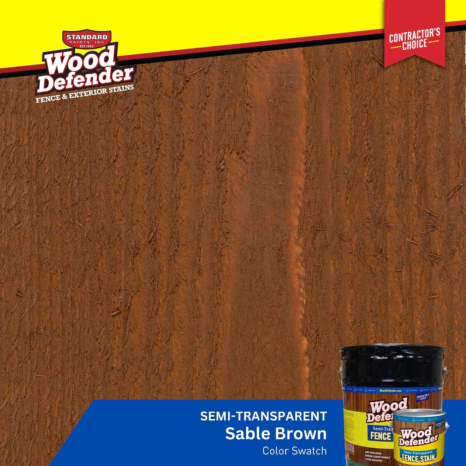 Wood Defender - Semi-Transparent Fence Stain- Sable Brown- 5 Gallon