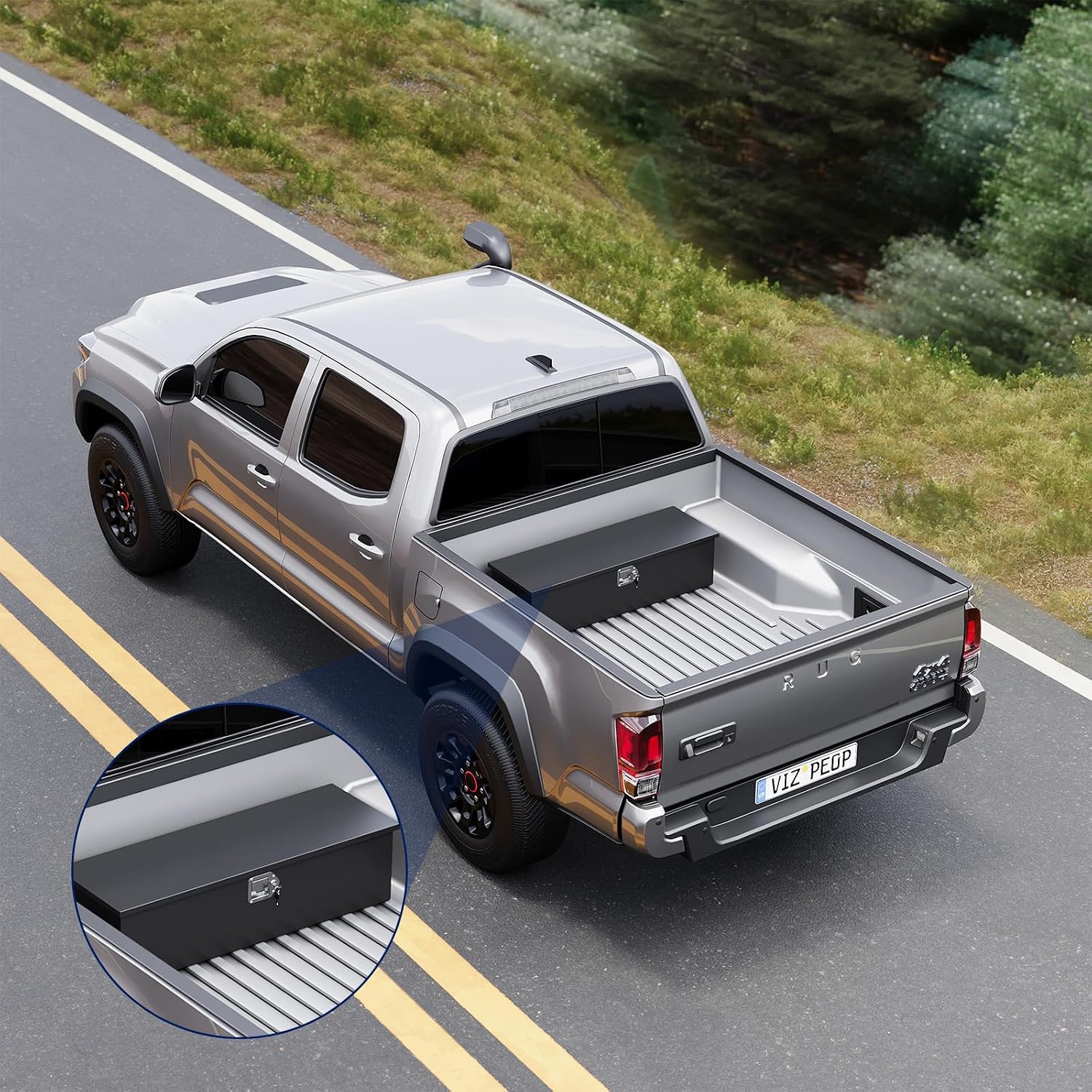 30 Inch Steel Heavy Duty Truck Bed Tool Box, Trailer Tongue Tool Box with Lock and Keys, Tool Box for Storage, Utility Trailer Tool Box for Truck, Pickup, RV, Trailer