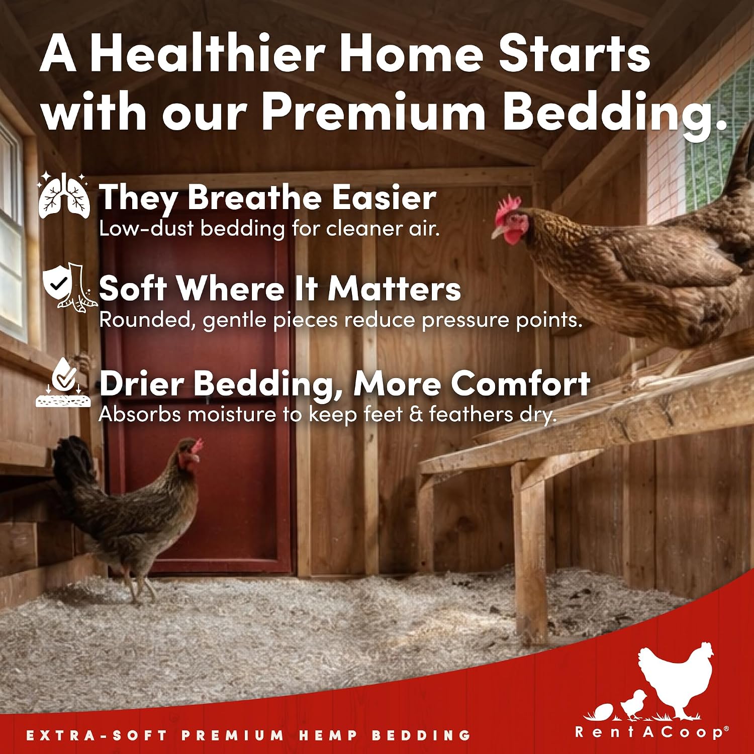 RentACoop 300L Hemp Bedding for Chickens, Rabbits, Guinea Pigs & Hamsters | Super Absorbent, Low Dust, Natural Odor Control for Chicken Coops