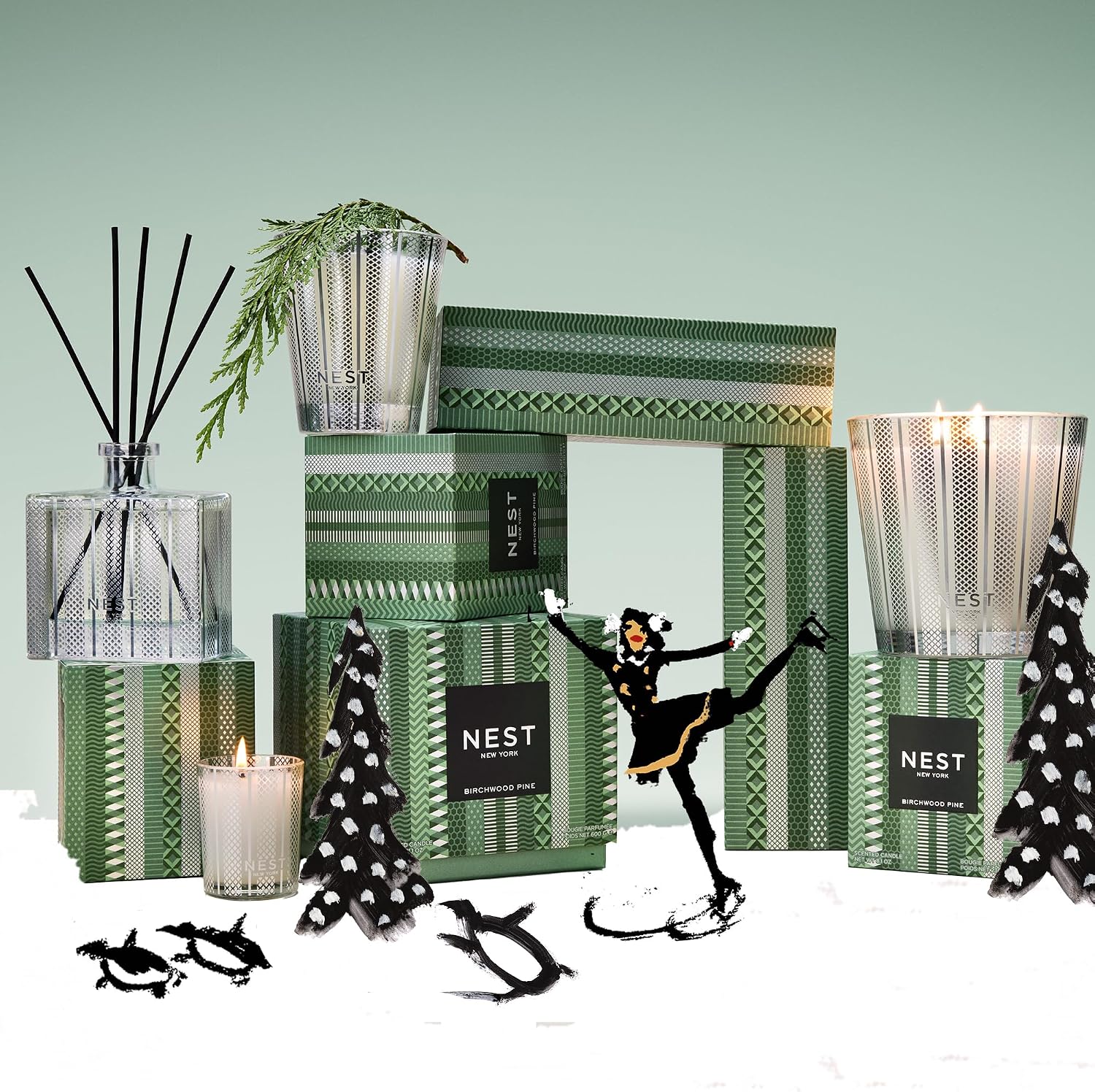 NEST New York Scented Classic Christmas Candle, Holiday - 8.1 oz - Up to 60-Hour Burn Time - Reusable Glass Vessel