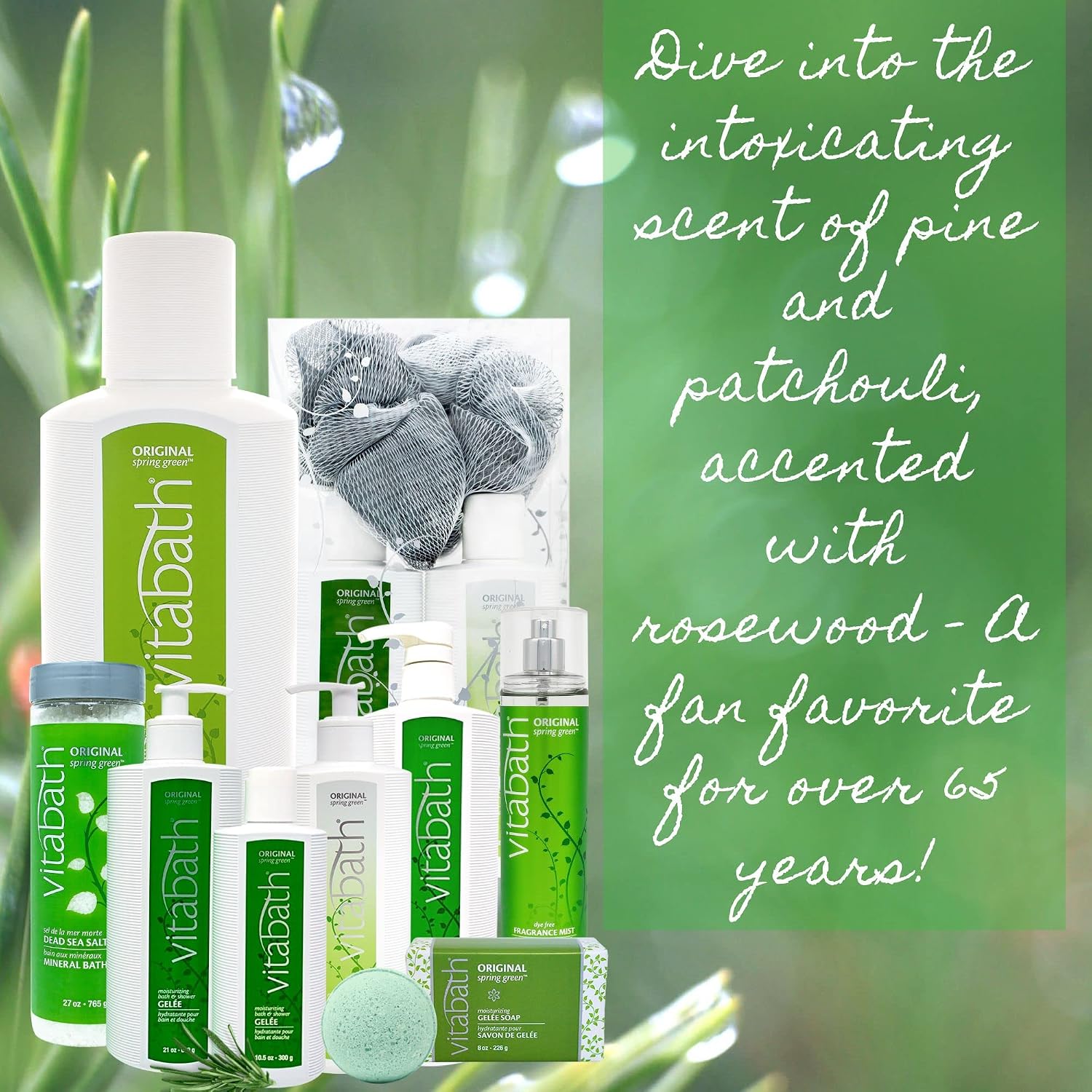 Vitabath Original Spring Green Moisturizing Gelee Bar Soap All Over Gentle Foaming Cleanser & Hydrating Solid Body Wash - Nourish & Rejuvenate All