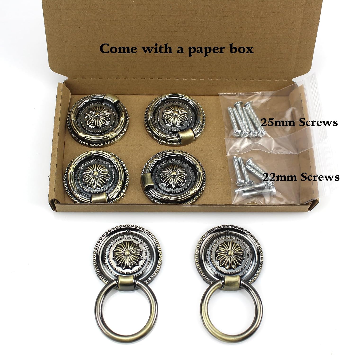 1.77 Inch Bronze Antique Drawer Pulls for Cabinet, 6 Packs
