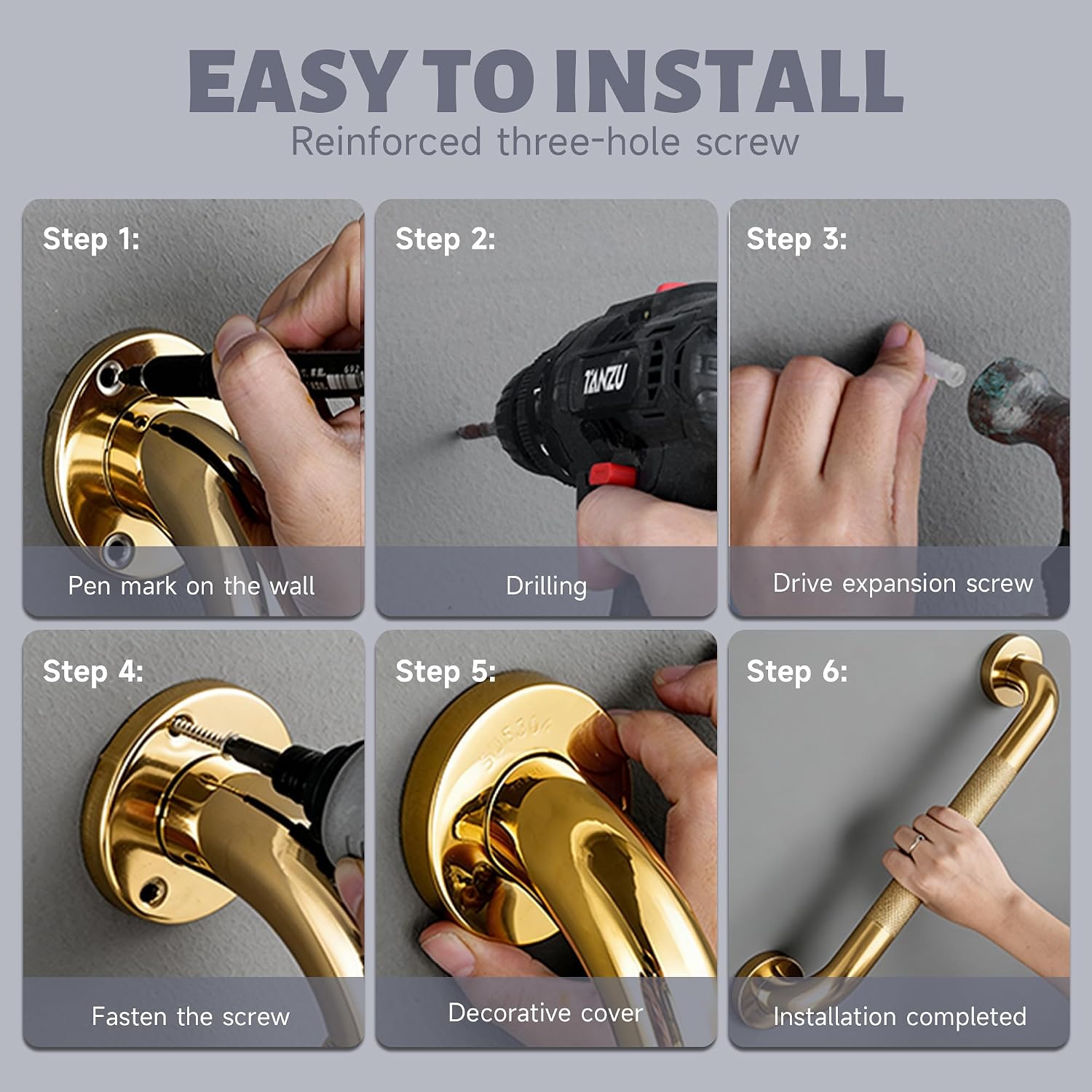 12 Inch Shower Grab Bar 1.25" Dia,Brushed Nickel Anti Slip Bathroom Grab Bar, 304 Stainless Steel Knurled Handicap Grab Bars, Safety Support Handrail,Bath Shower Handle for Elderly Injury Senior