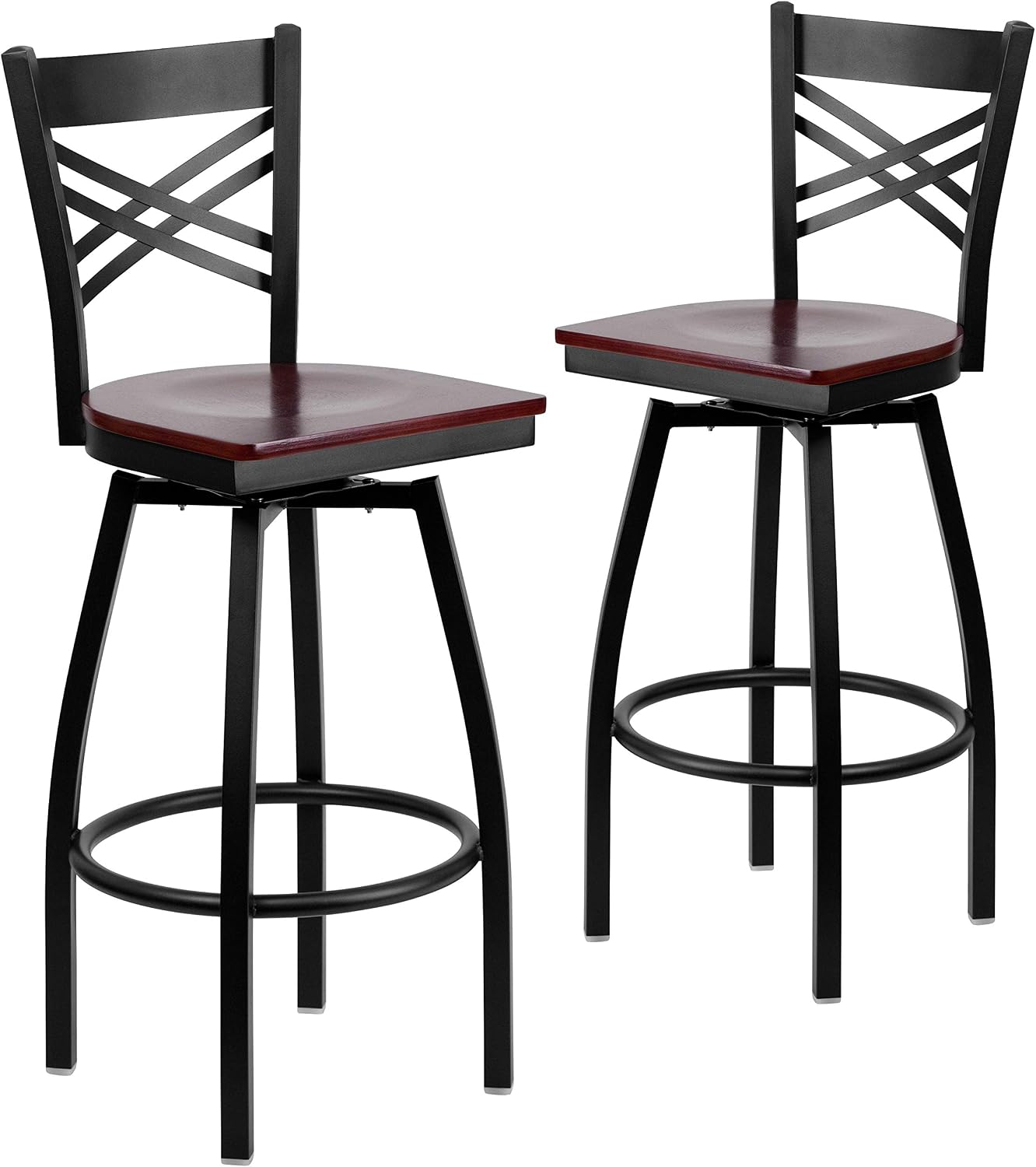 Flash Furniture Hercules Series "X" Back Metal Restaurant Barstool, Modern Upholstered Armless Bar Height Chair for Restaurants and Kitchens, Black | X Back Style, Vinyl Upholstery, Durable Construction, Commercial Use