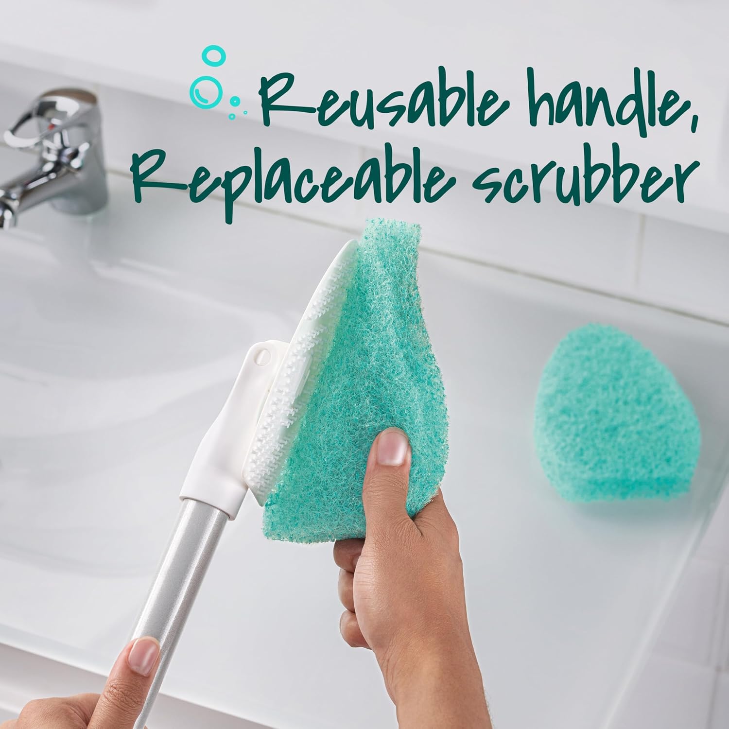 Scotch-Brite Extendable Tub & Tile Scrubber Kit, Includes 1 Handle and 3 Non-Scratch Scrubber Pads