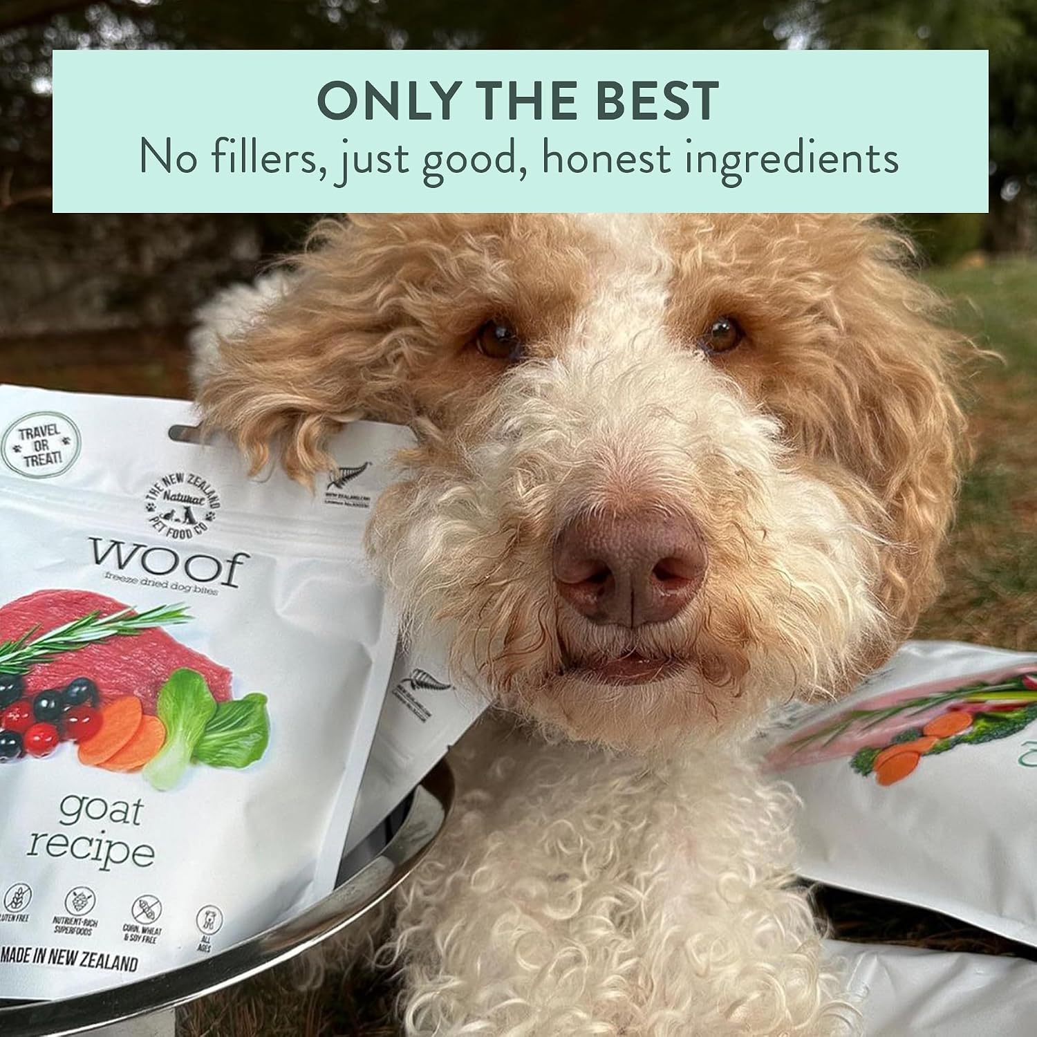 The New Zealand Natural Pet Food Co. Woof Freeze Dried Dog Food - Wild Venison, High Protein, Dog Food Topper & Dog Treats, All Life Stages, 1.76 oz